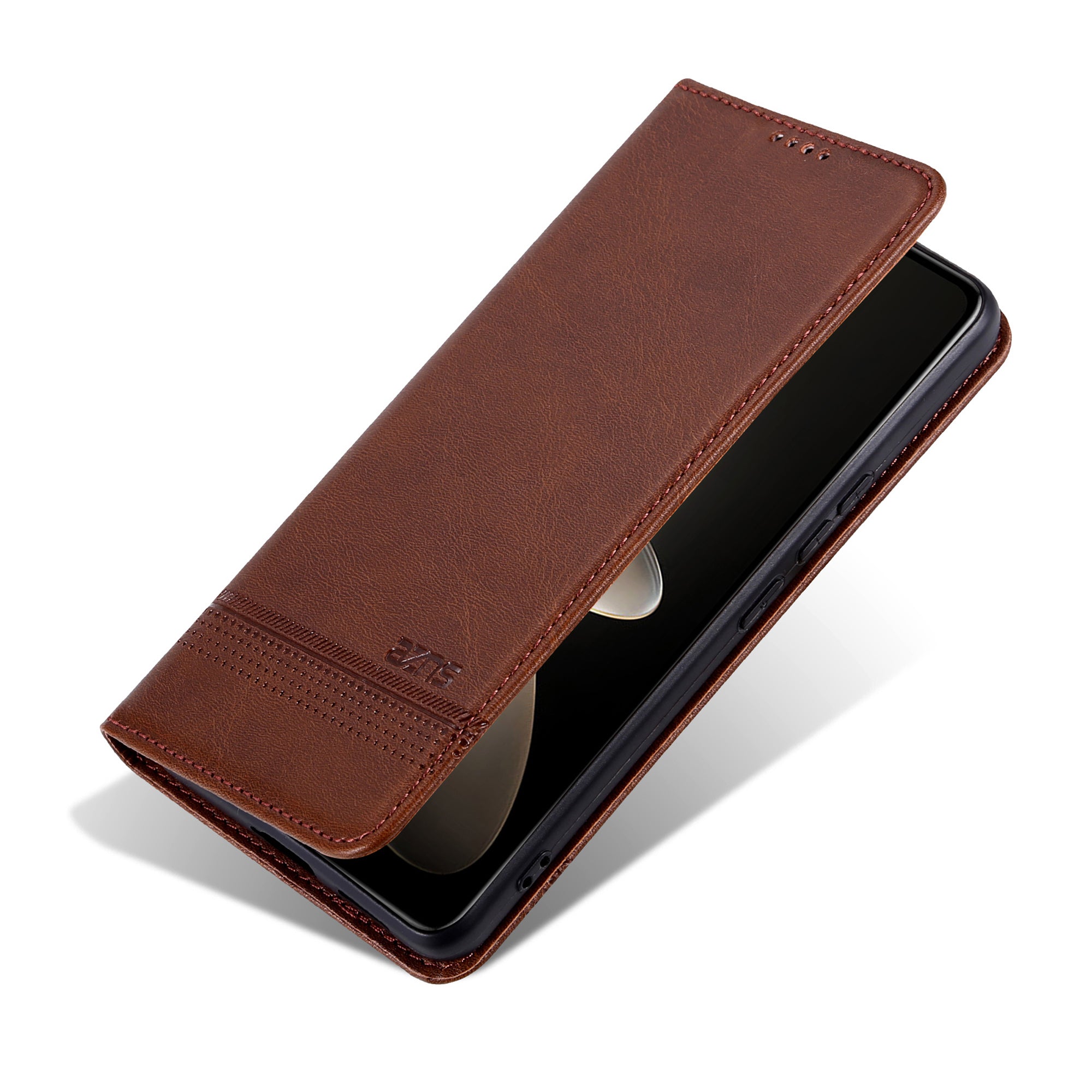 AZNS For Huawei Pura 70 Wallet Case PU Leather Magnetic Shock Absorbing Phone Cover - Coffee