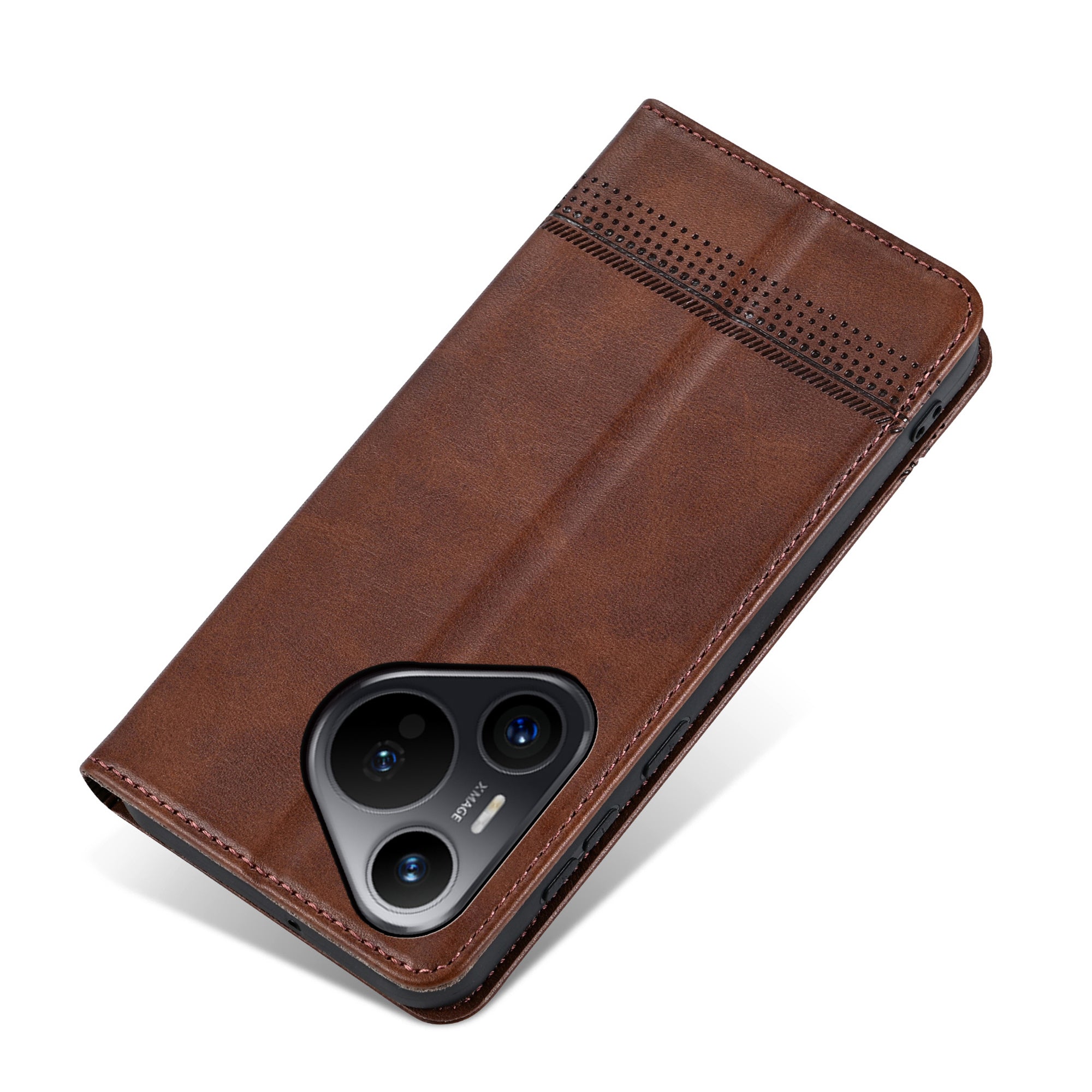 AZNS For Huawei Pura 70 Wallet Case PU Leather Magnetic Shock Absorbing Phone Cover - Coffee