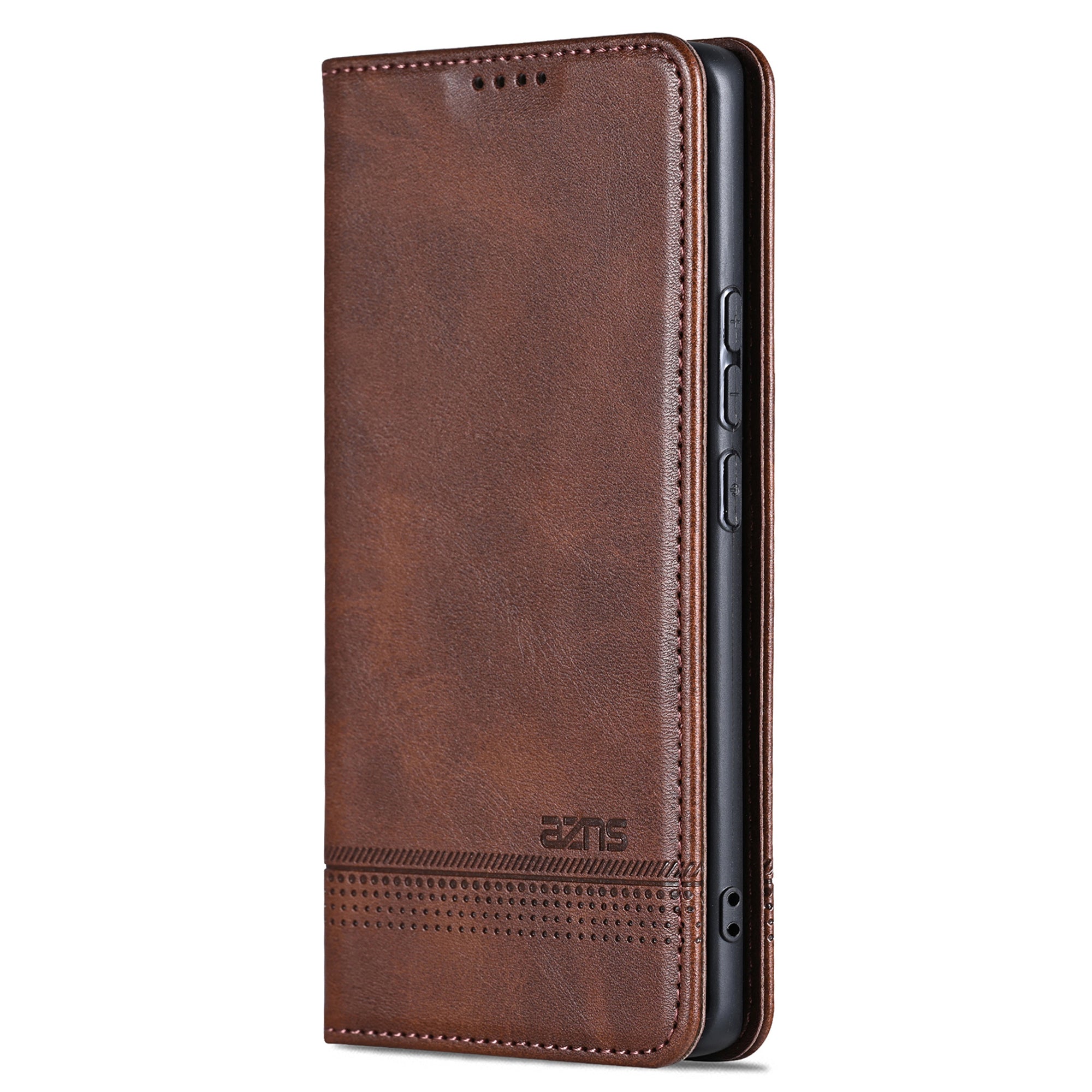 AZNS For Huawei Pura 70 Wallet Case PU Leather Magnetic Shock Absorbing Phone Cover - Coffee