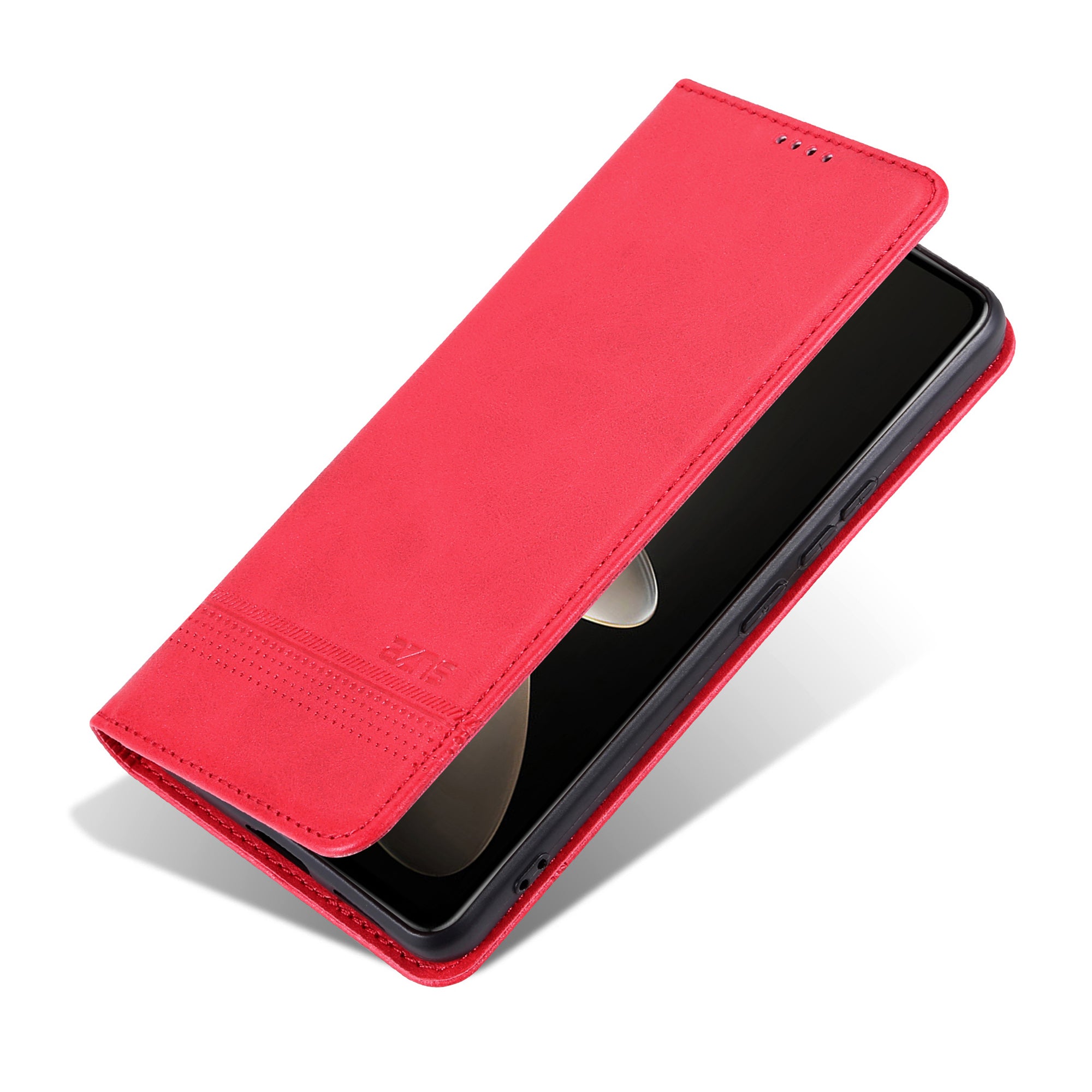 AZNS For Huawei Pura 70 Wallet Case PU Leather Magnetic Shock Absorbing Phone Cover - Red