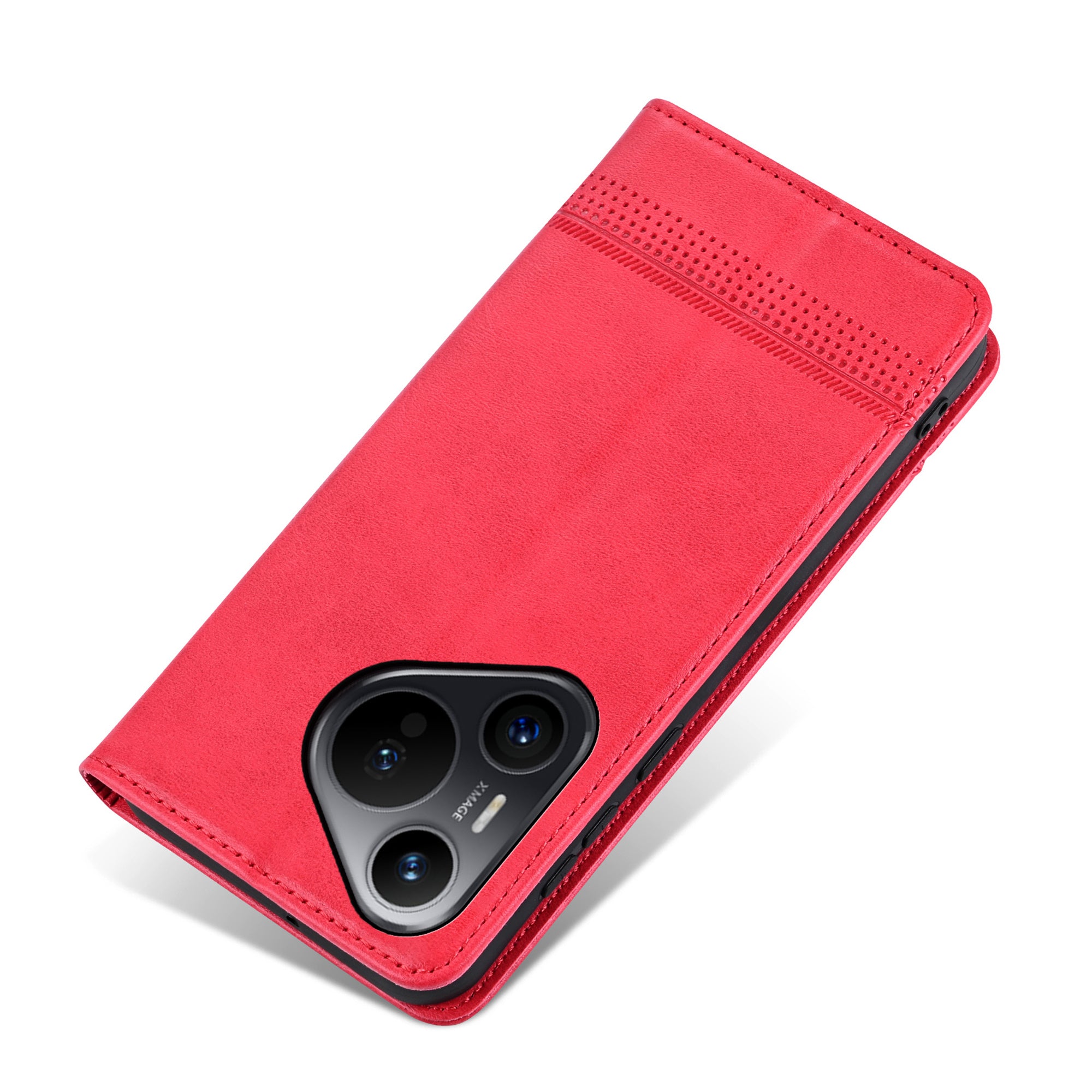 AZNS For Huawei Pura 70 Wallet Case PU Leather Magnetic Shock Absorbing Phone Cover - Red