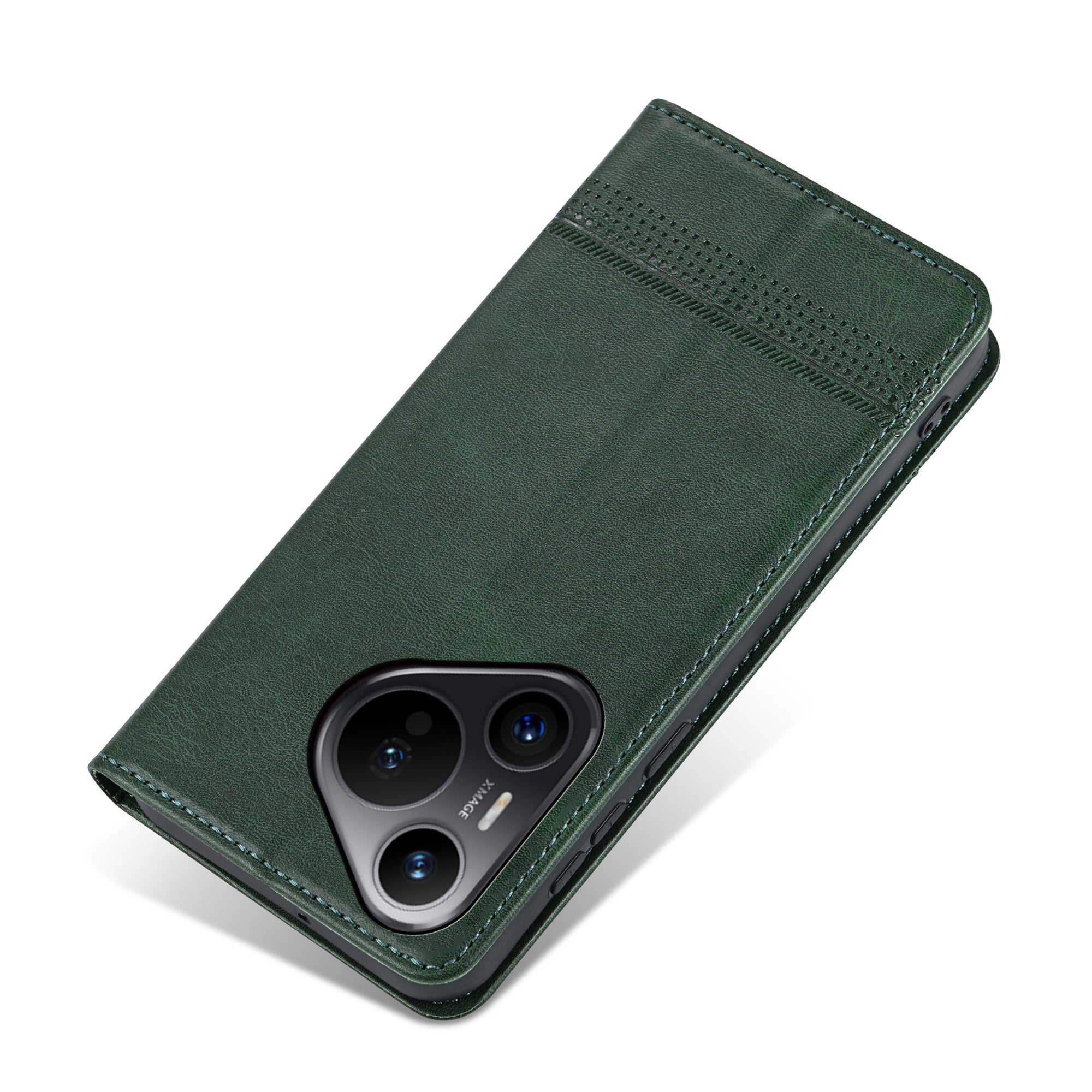 AZNS For Huawei Pura 70 Wallet Case PU Leather Magnetic Shock Absorbing Phone Cover - Green