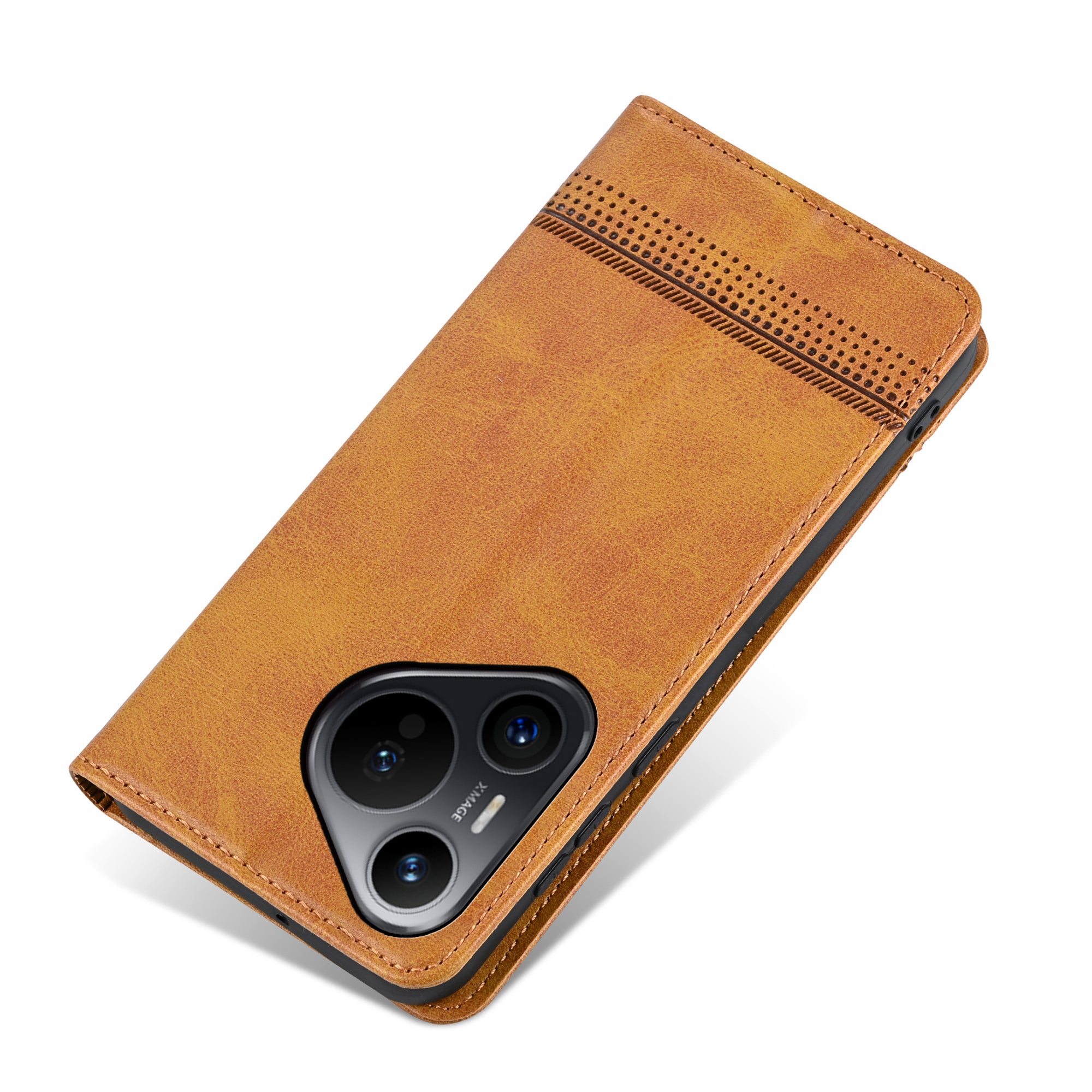 AZNS For Huawei Pura 70 Wallet Case PU Leather Magnetic Shock Absorbing Phone Cover - Brown