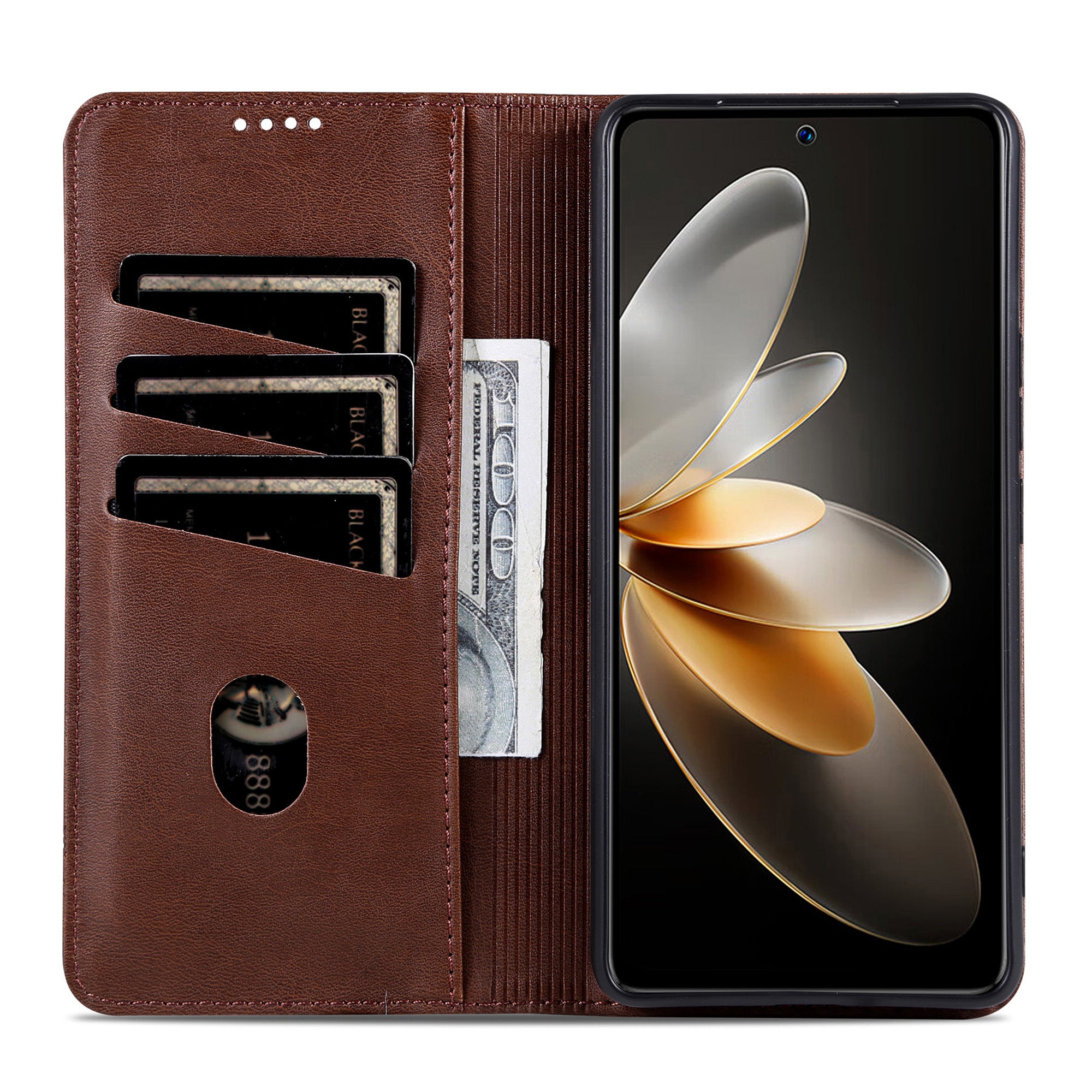 AZNS For Huawei Pura 70 Pro / Pura 70 Pro+ Case PU Leather Folio Wallet Magnetic Auto-absorbed Phone Cover - Coffee