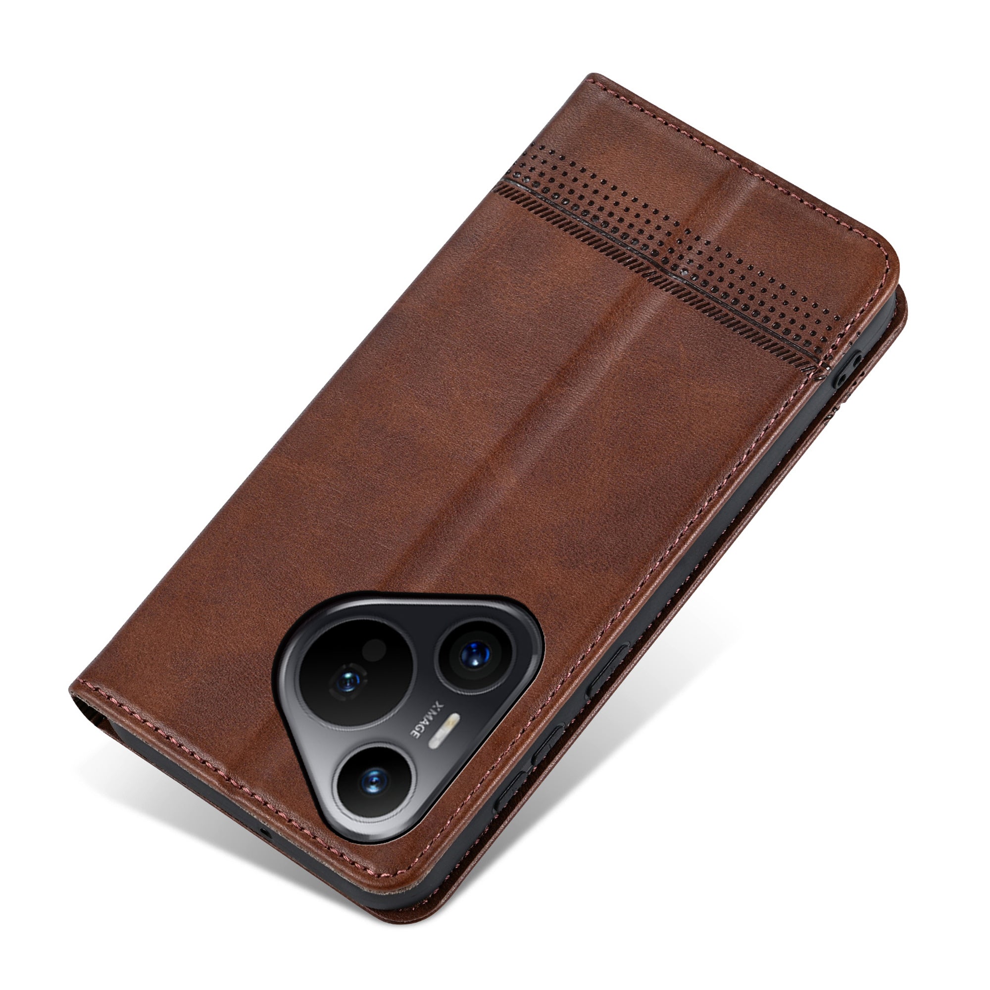 AZNS For Huawei Pura 70 Pro / Pura 70 Pro+ Case PU Leather Folio Wallet Magnetic Auto-absorbed Phone Cover - Coffee