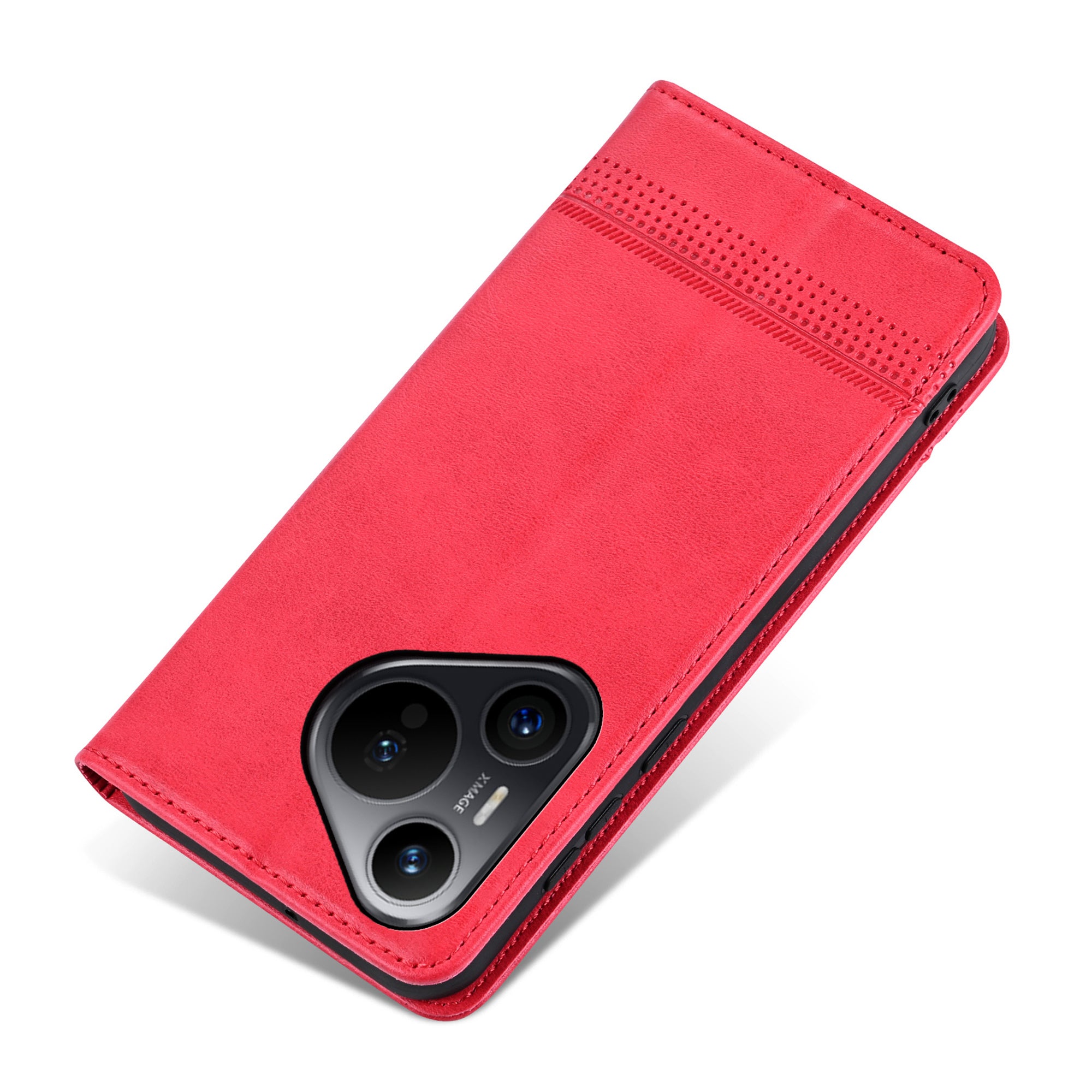 AZNS For Huawei Pura 70 Pro / Pura 70 Pro+ Case PU Leather Folio Wallet Magnetic Auto-absorbed Phone Cover - Red