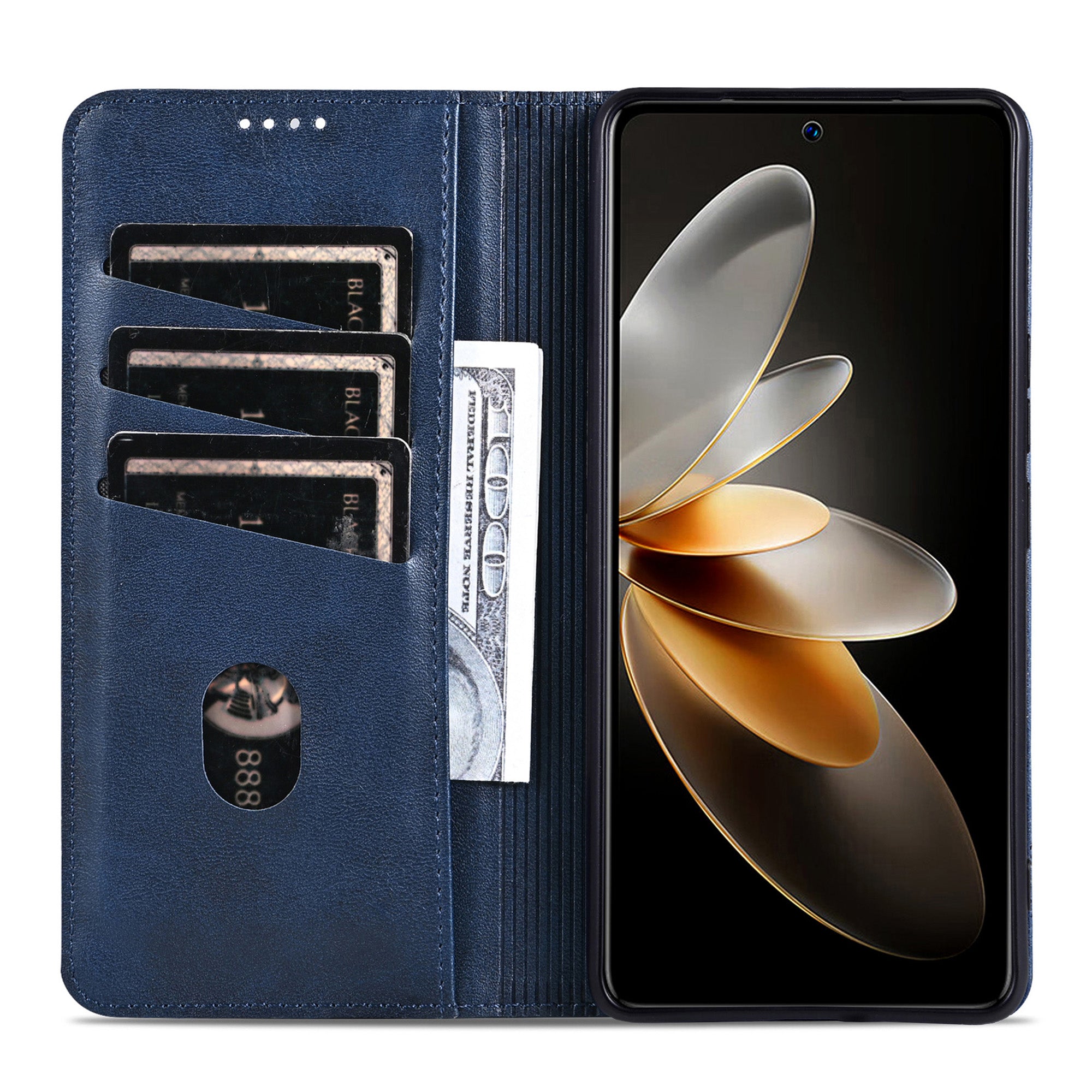 AZNS For Huawei Pura 70 Pro / Pura 70 Pro+ Case PU Leather Folio Wallet Magnetic Auto-absorbed Phone Cover - Blue