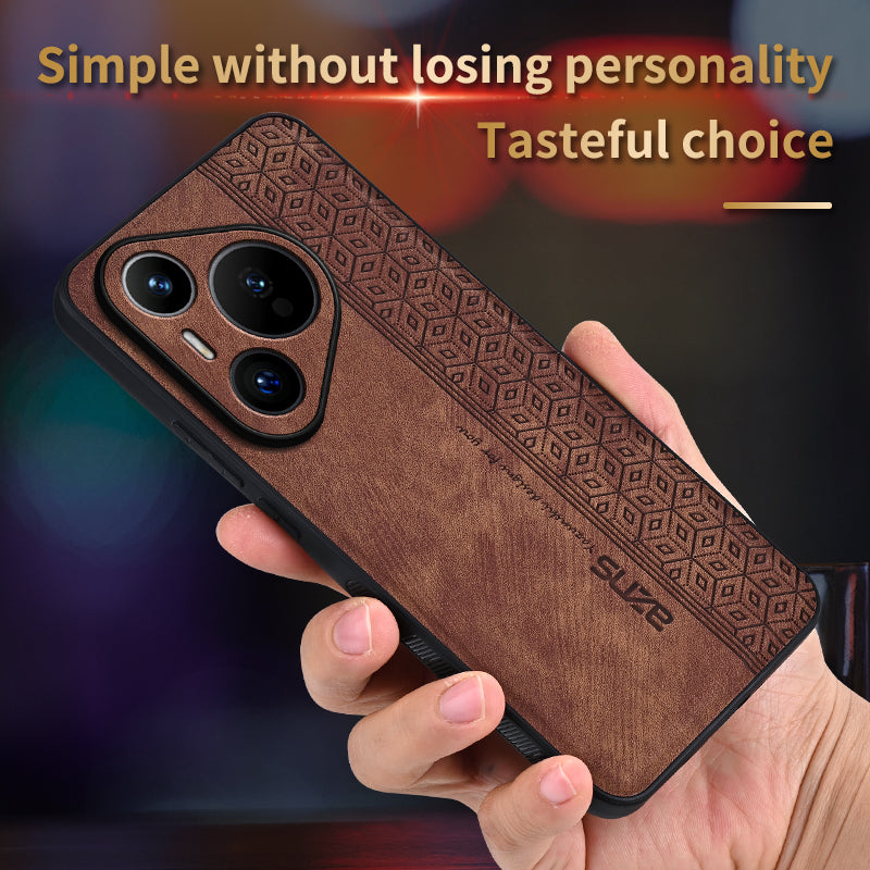 AZNS For Huawei Pura 70 Case PU Leather+TPU Scratch Resistant Back Cover - Brown