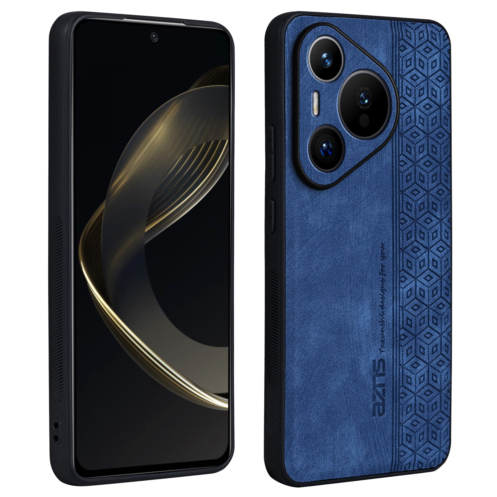 AZNS For Huawei Pura 70 Pro / Pura 70 Pro+ Case PU Leather+TPU Pattern Imprinted Phone Cover - Blue