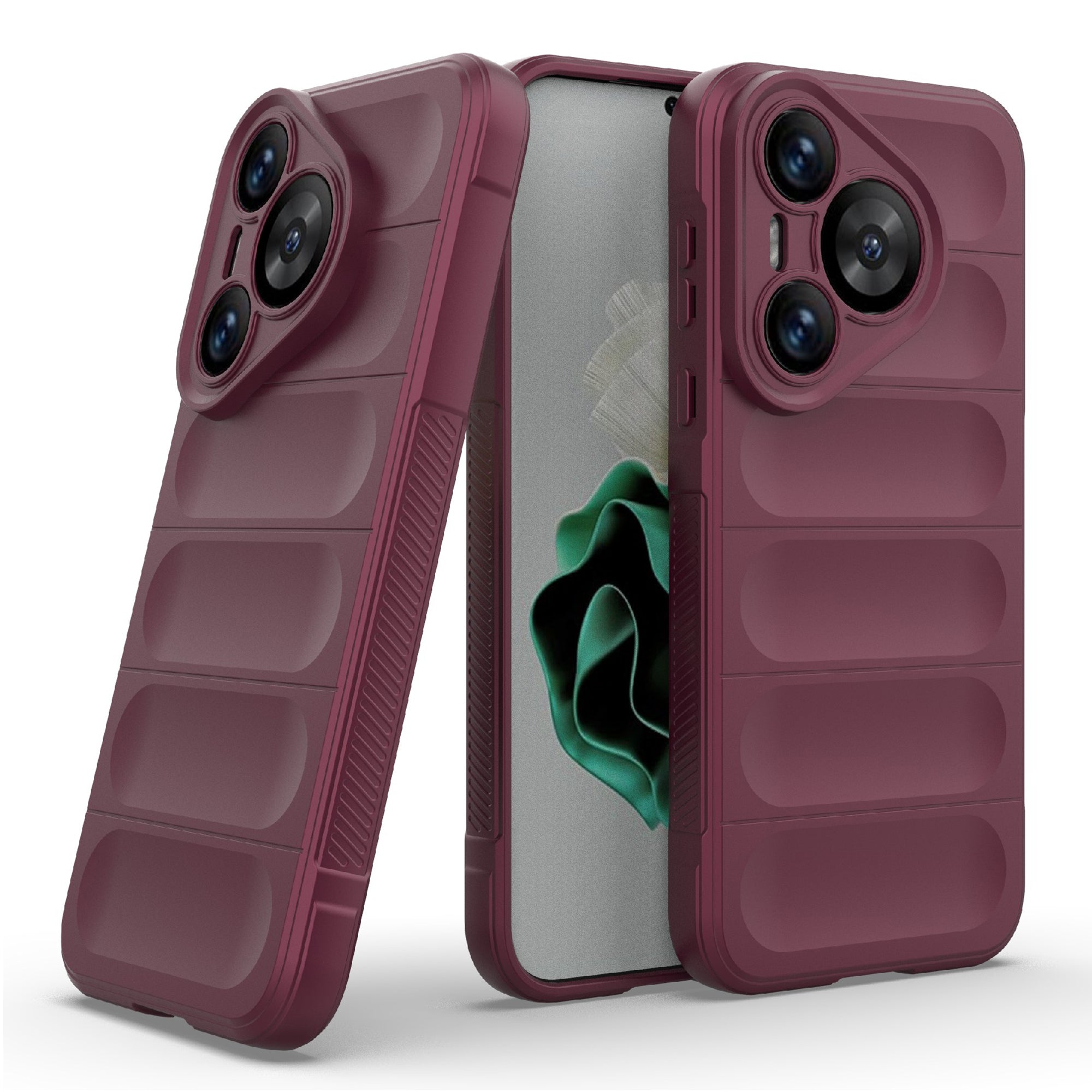 For Huawei Pura 70 Case Shock Absorption Soft TPU Phone Cover - Wine Red