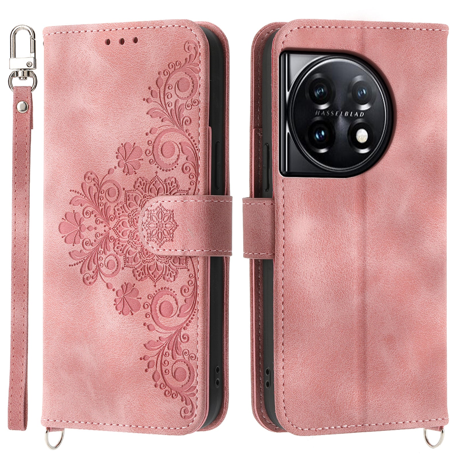 For OnePlus Ace 3 5G / 12R 5G Case Flower Leather Phone Cover with Multiple Card Slots - Pink