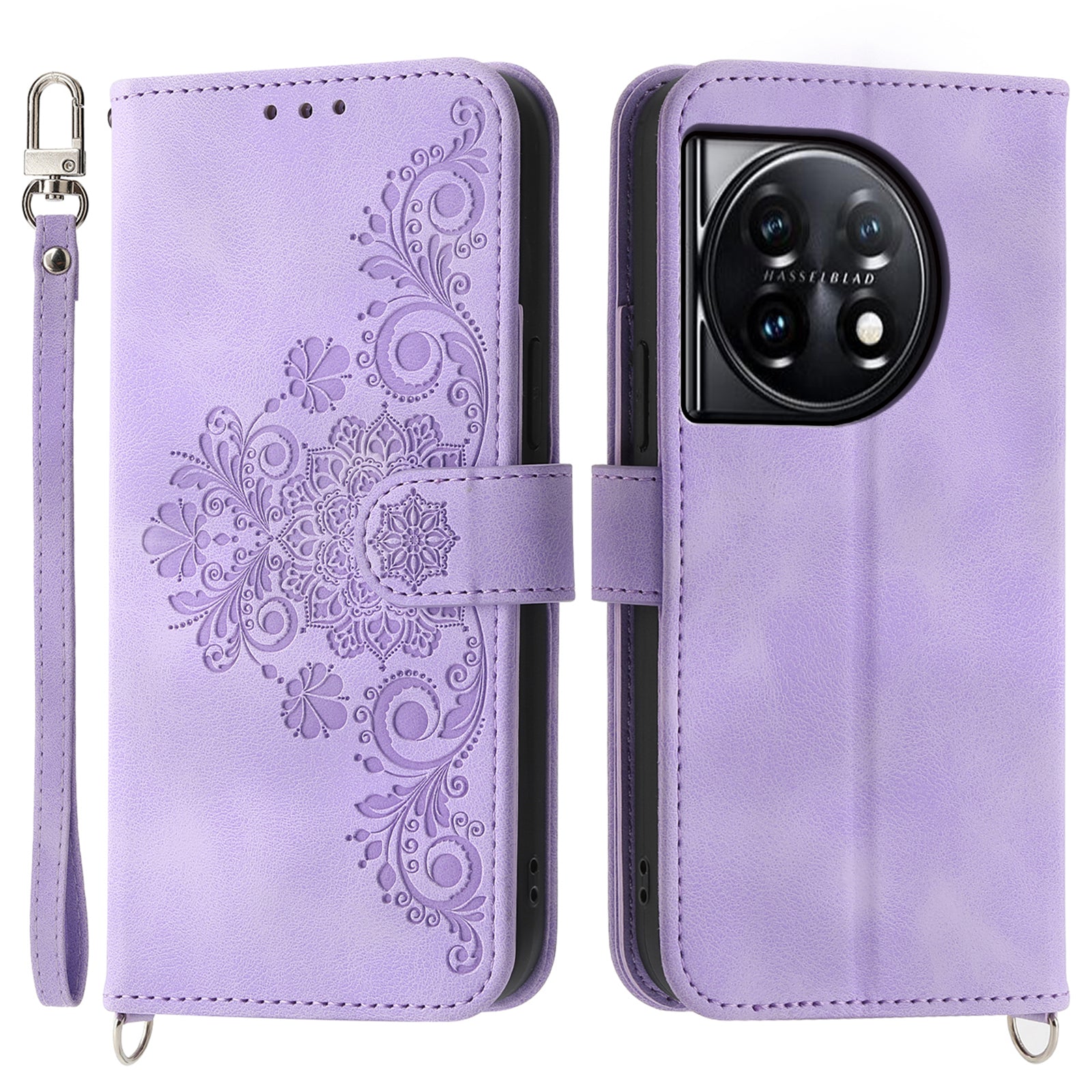 For OnePlus Ace 3 5G / 12R 5G Case Flower Leather Phone Cover with Multiple Card Slots - Light Purple