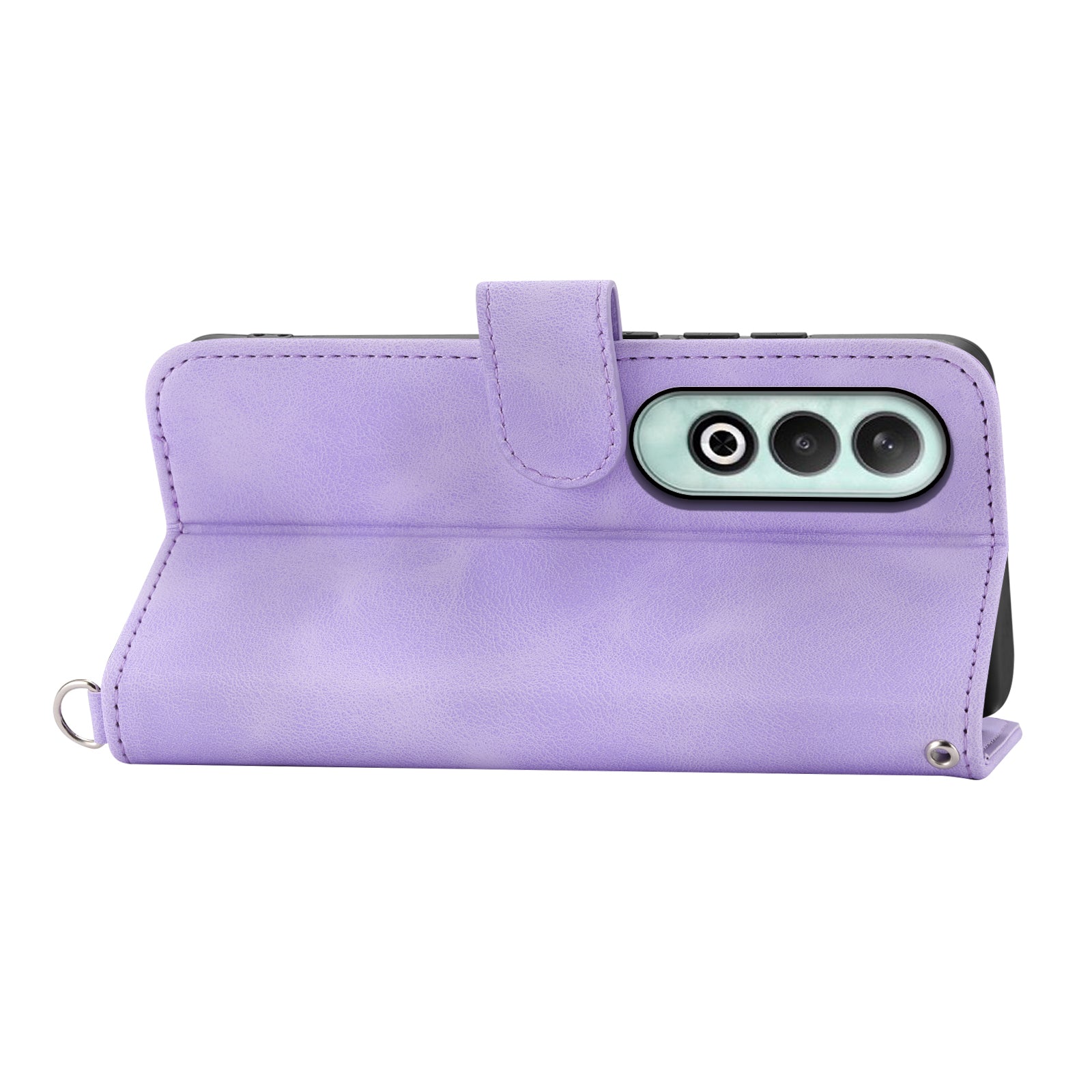 For OnePlus Nord CE4 5G Leather Case Wallet Phone Cover with Hand Strap and Shoulder Strap - Light Purple