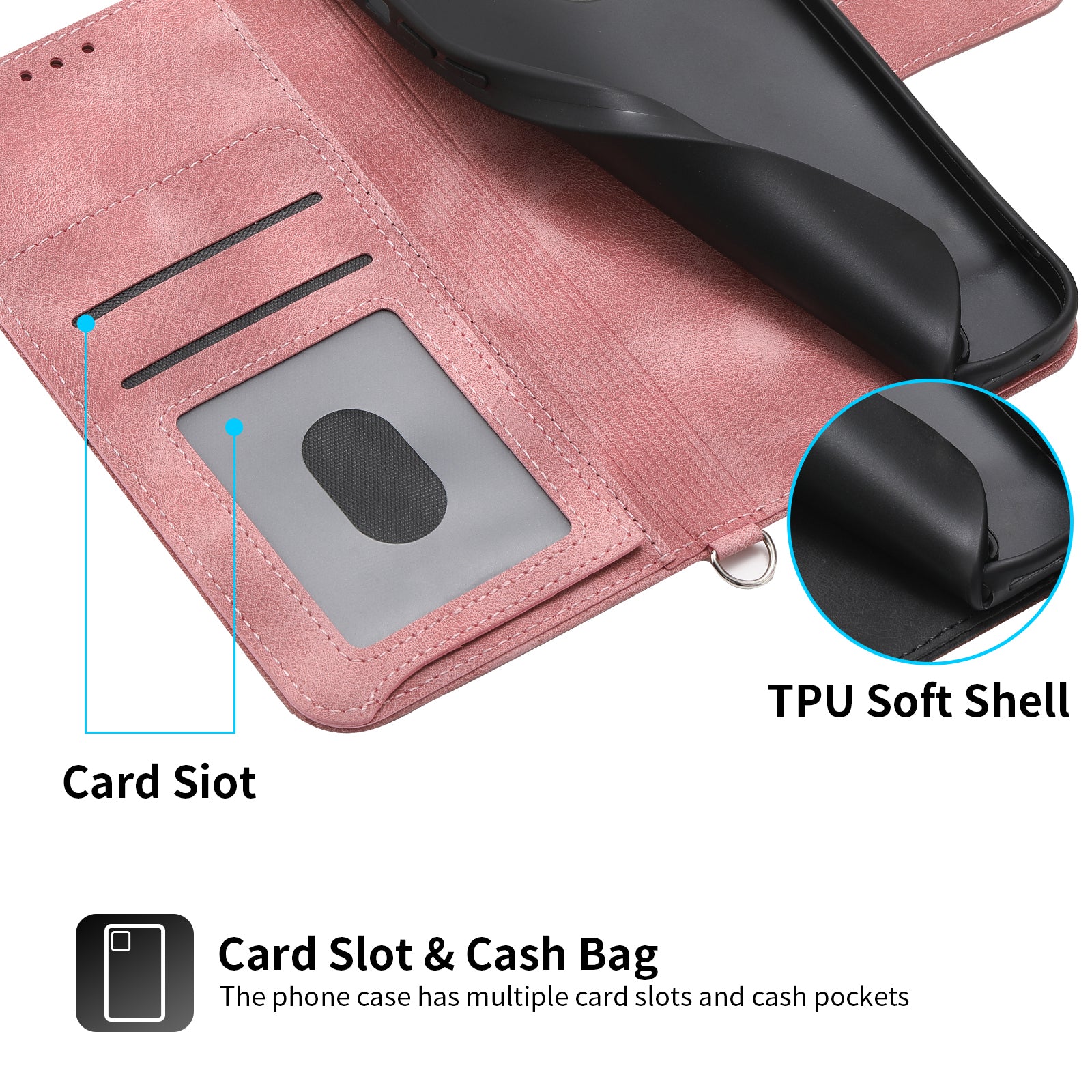 For OnePlus Nord CE4 5G Leather Case Wallet Phone Cover with Hand Strap and Shoulder Strap - Pink