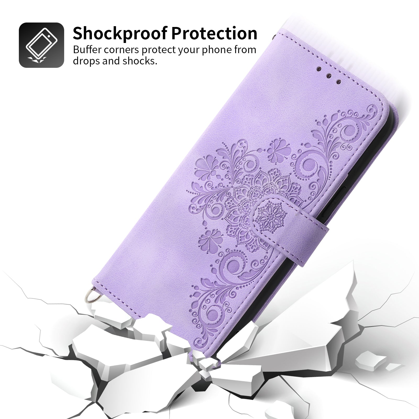 For Honor Magic6 Pro 5G Wallet Case Flower Pattern PU Leather Crossbody Phone Cover - Light Purple