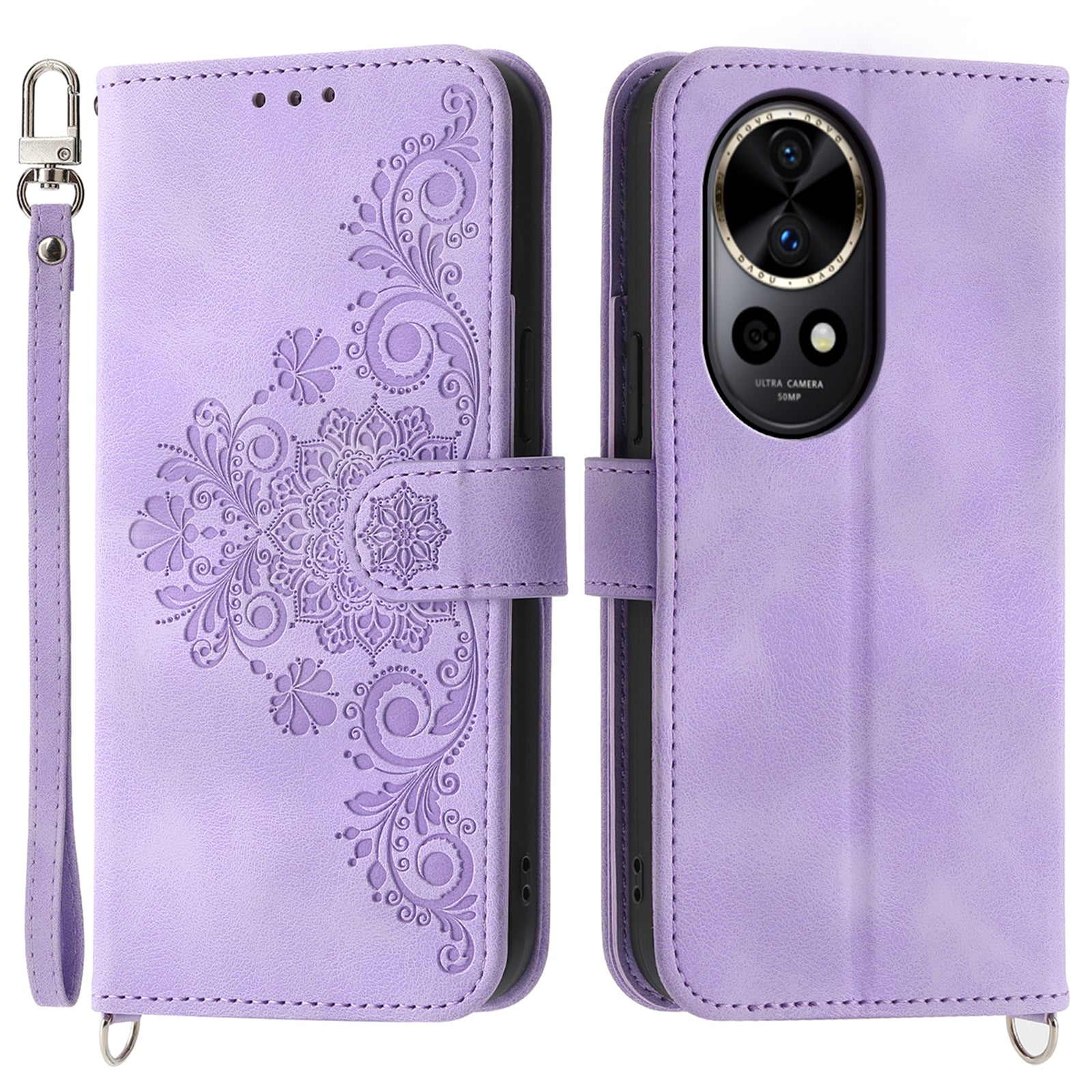 For Huawei nova 12 Pro 5G / nova 12 Ultra 5G Case Flower Wallet Leather Cover Mobile Accessories Wholesale Supplier - Light Purple