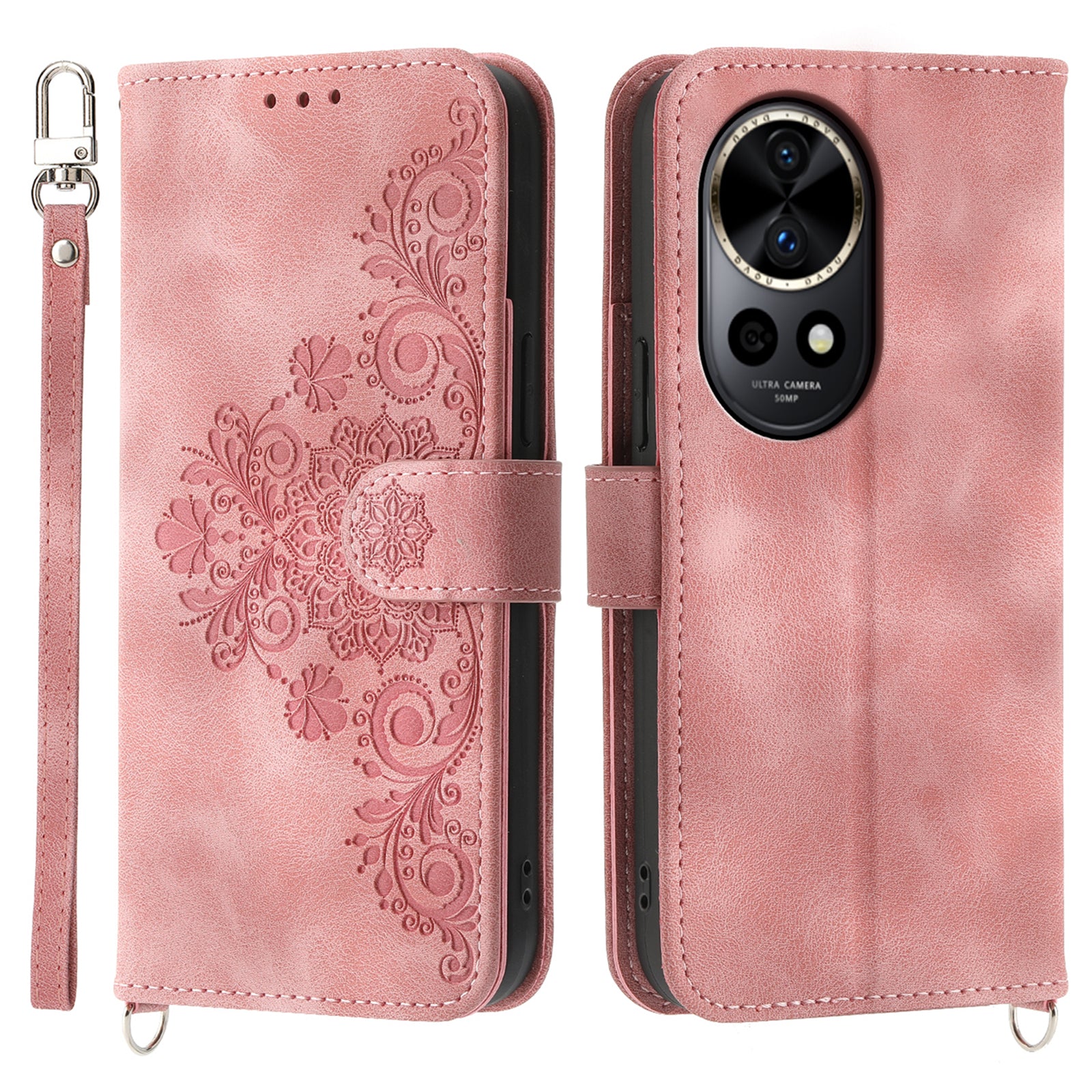 For Huawei nova 12 Pro 5G / nova 12 Ultra 5G Case Flower Wallet Leather Cover Mobile Accessories Wholesale Supplier - Pink