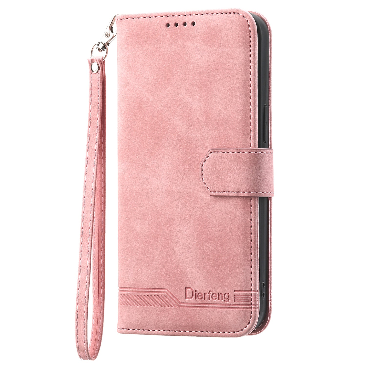 DIERFENG DF-03 Wallet Case for Xiaomi 14 Ultra Phone Shell Lines Imprinted Flip Stand Cover - Pink
