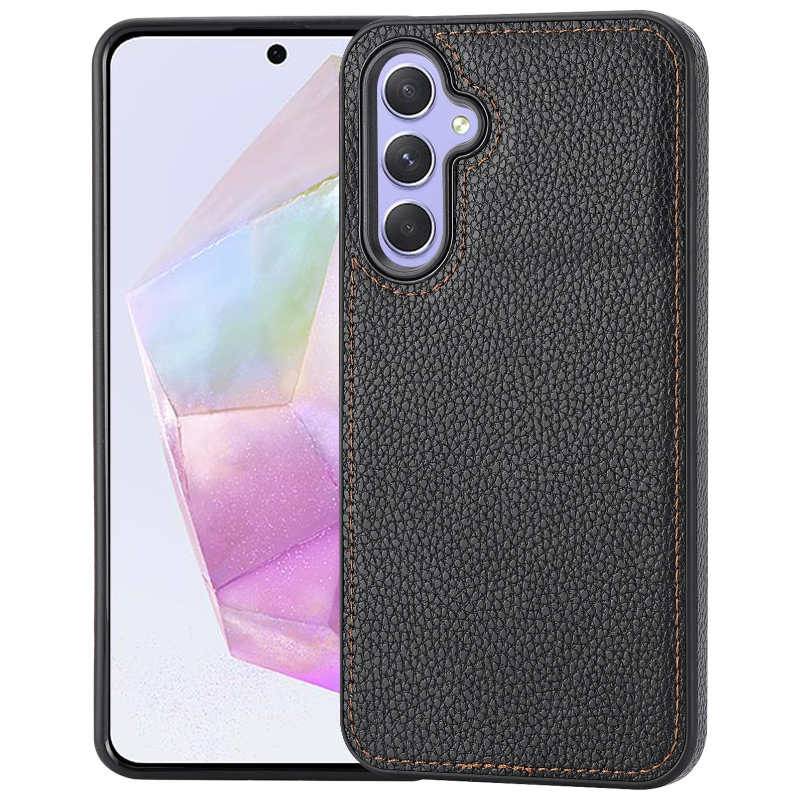 For Samsung Galaxy A35 5G Lychee Texture Phone Case Leather+TPU Anti-drop Cover - Black