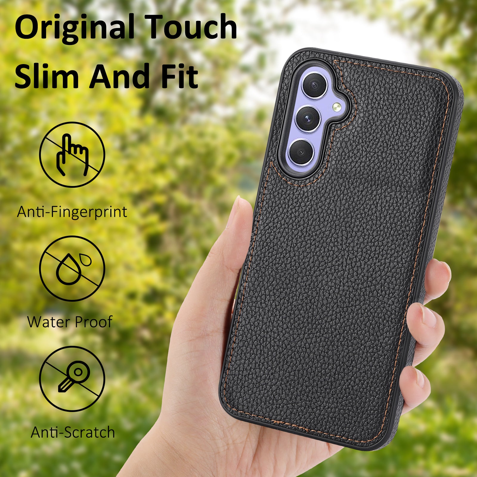 For Samsung Galaxy A35 5G Lychee Texture Phone Case Leather+TPU Anti-drop Cover - Black