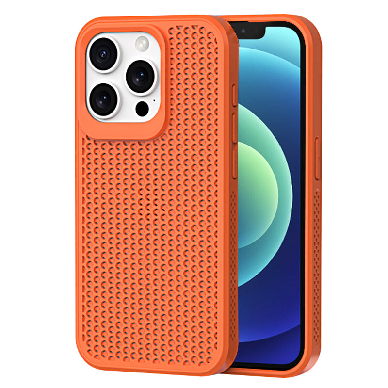 For iPhone 12 / 12 Pro Case Heat Dissipation PC+TPU Phone Cover Mobile Accessories Wholesale - Orange