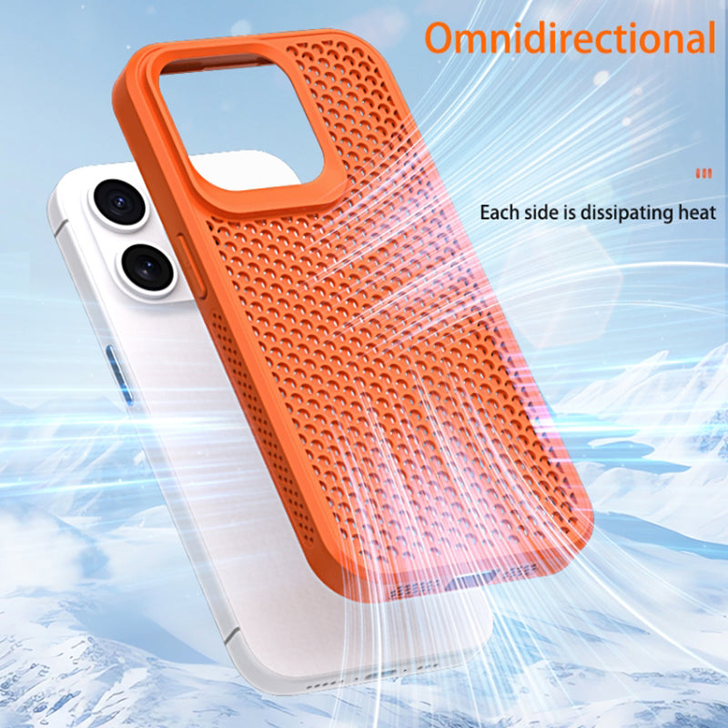 For iPhone 12 / 12 Pro Case Heat Dissipation PC+TPU Phone Cover Mobile Accessories Wholesale - Orange