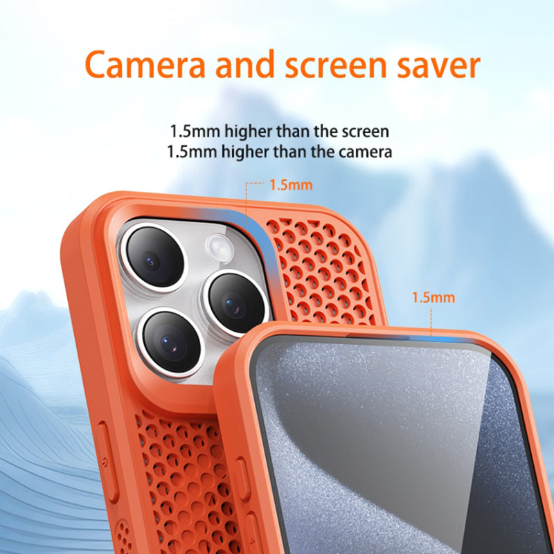 For iPhone 12 / 12 Pro Case Heat Dissipation PC+TPU Phone Cover Mobile Accessories Wholesale - Orange