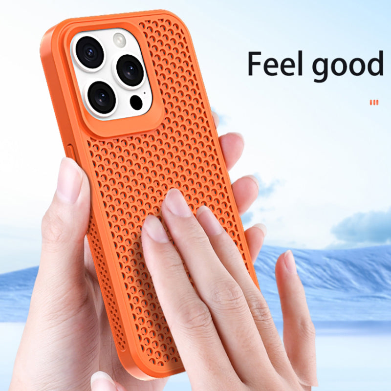 For iPhone 12 / 12 Pro Case Heat Dissipation PC+TPU Phone Cover Mobile Accessories Wholesale - Orange