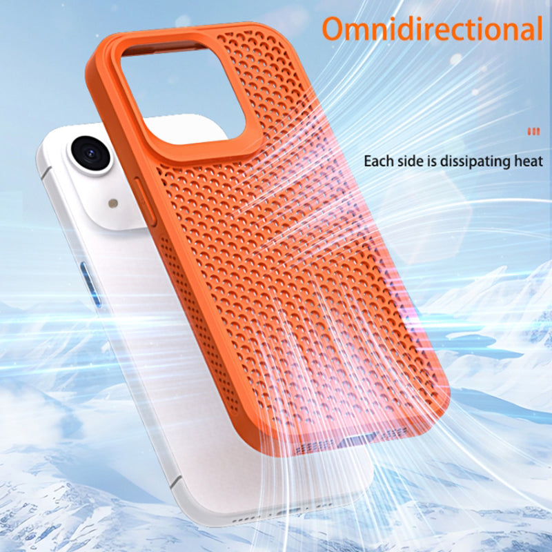 For iPhone 14 Plus Case PC+TPU Anti-drop Phone Cover Breathable Heat Dissipation - Midnight Green