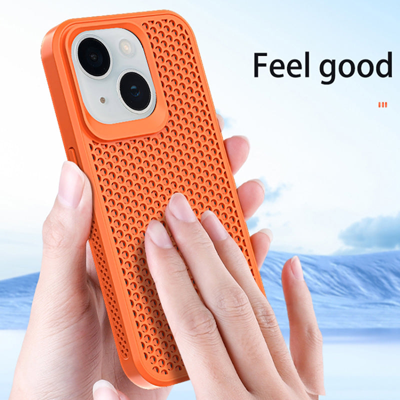 For iPhone 14 Plus Case PC+TPU Anti-drop Phone Cover Breathable Heat Dissipation - Midnight Green