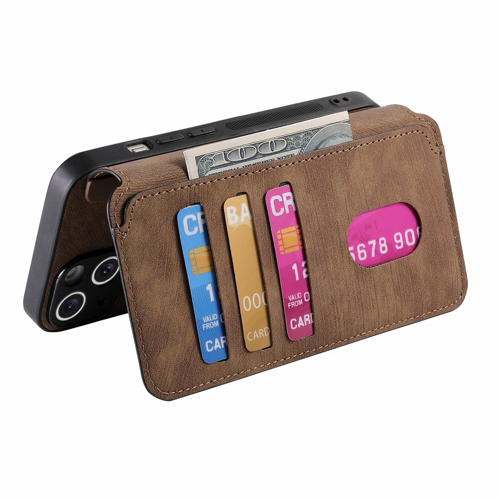 CASENEO MW-03 For Samsung Galaxy S24 Wallet Case Leather+TPU Magnetic Detachable Phone Cover - Brown