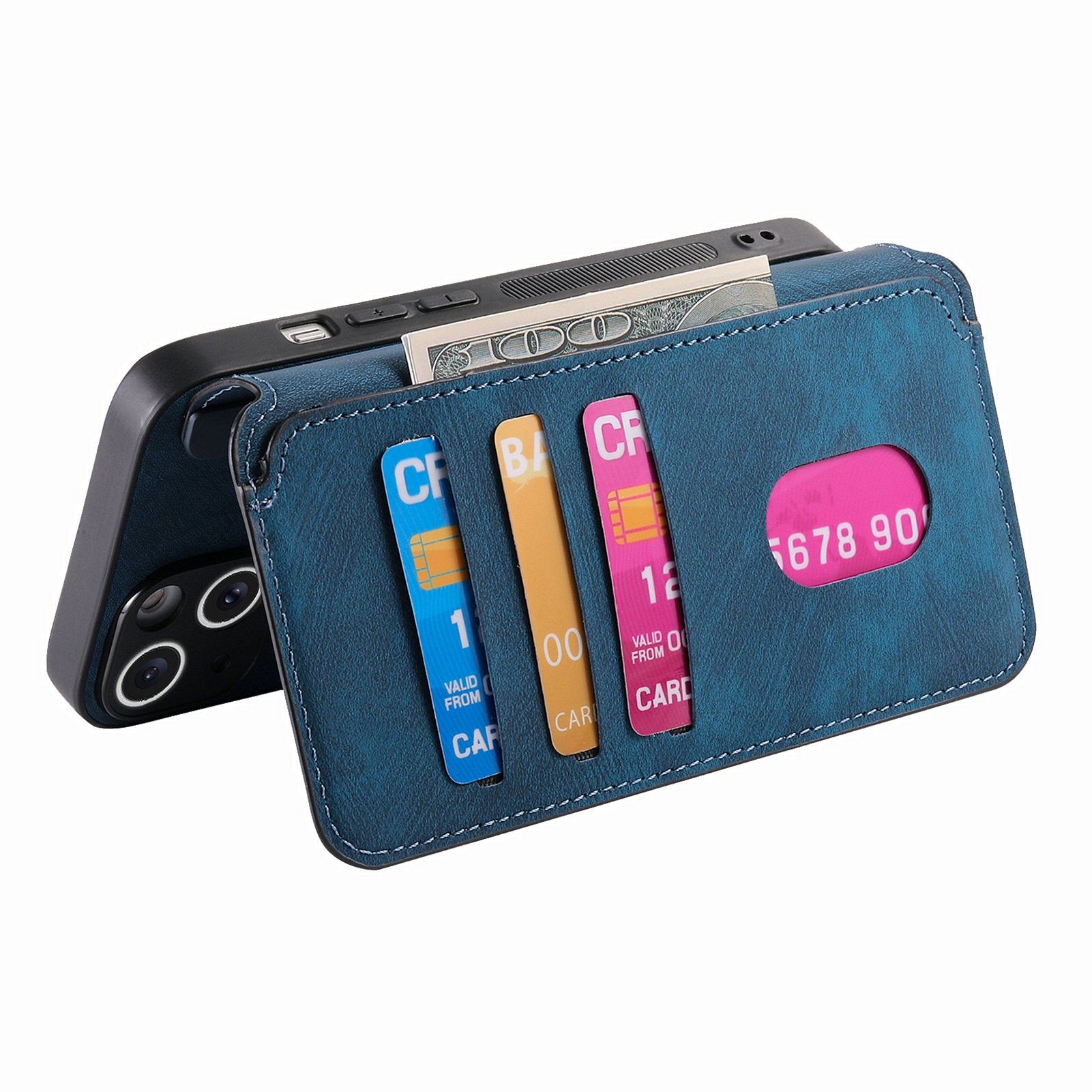 CASENEO MW-03 For Samsung Galaxy S24 Wallet Case Leather+TPU Magnetic Detachable Phone Cover - Dark Blue