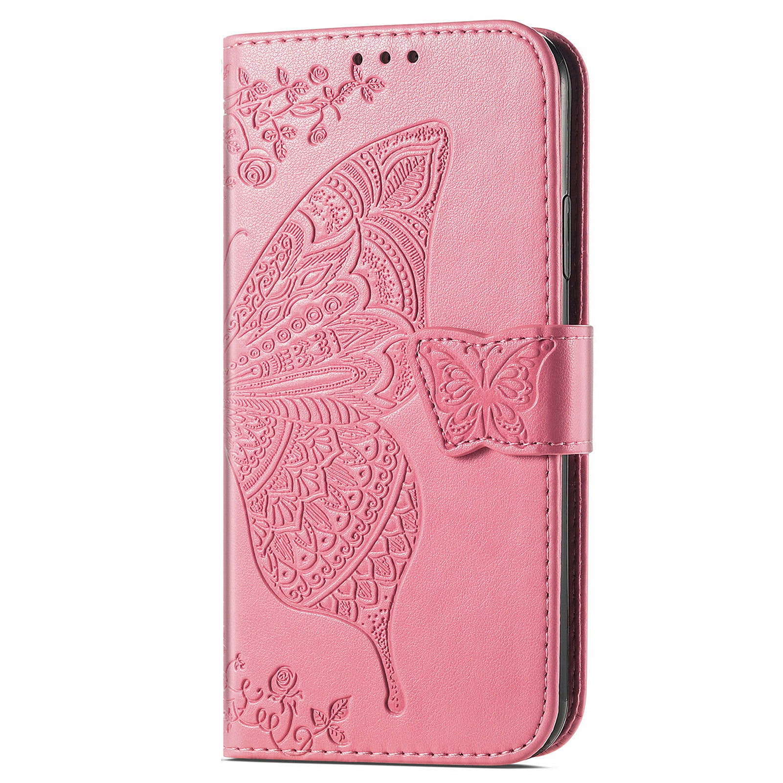 For OnePlus 12 5G Case PU Leather Butterfly Pattern Magnetic Flip Phone Cover - Pink