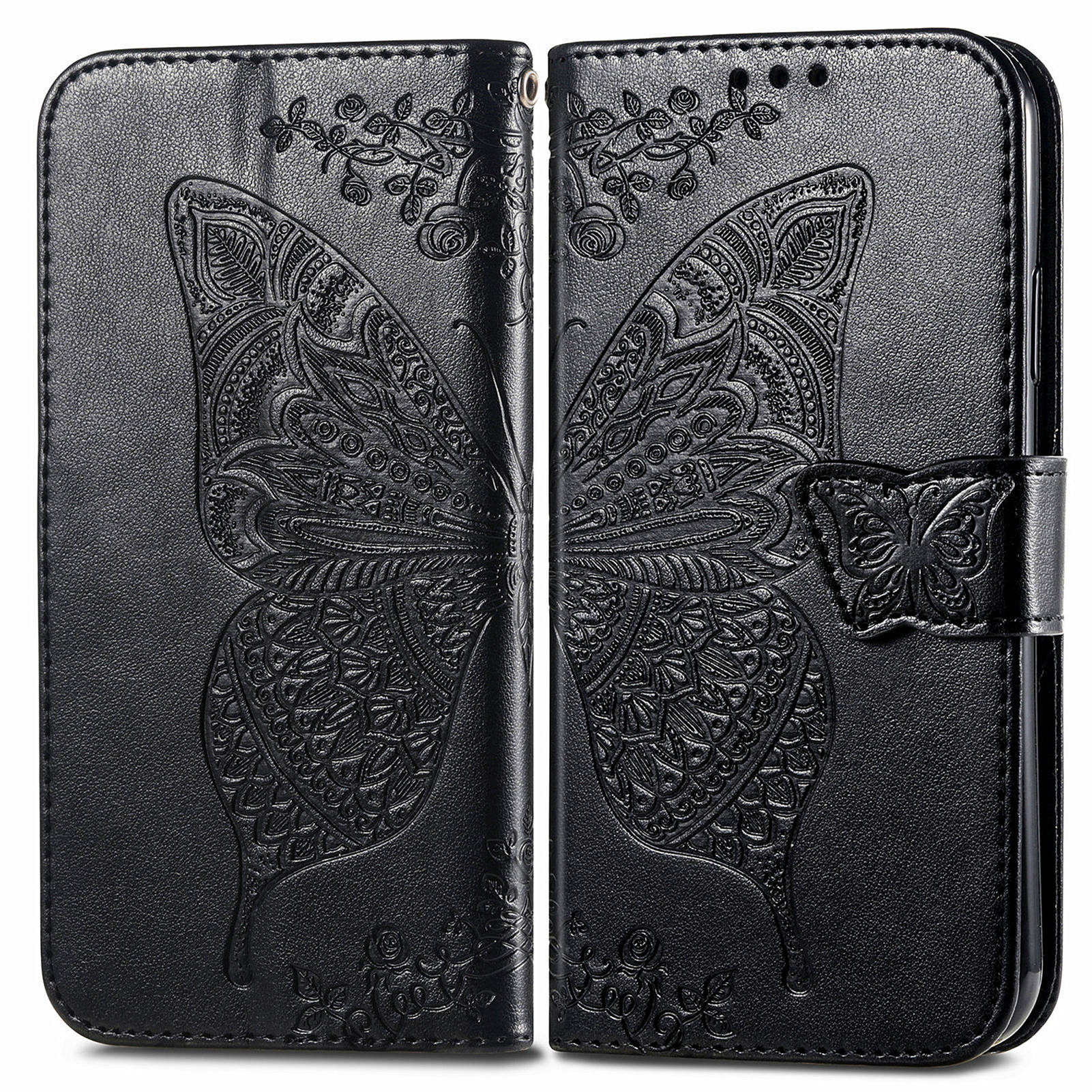 For OnePlus 12 5G Case PU Leather Butterfly Pattern Magnetic Flip Phone Cover - Black