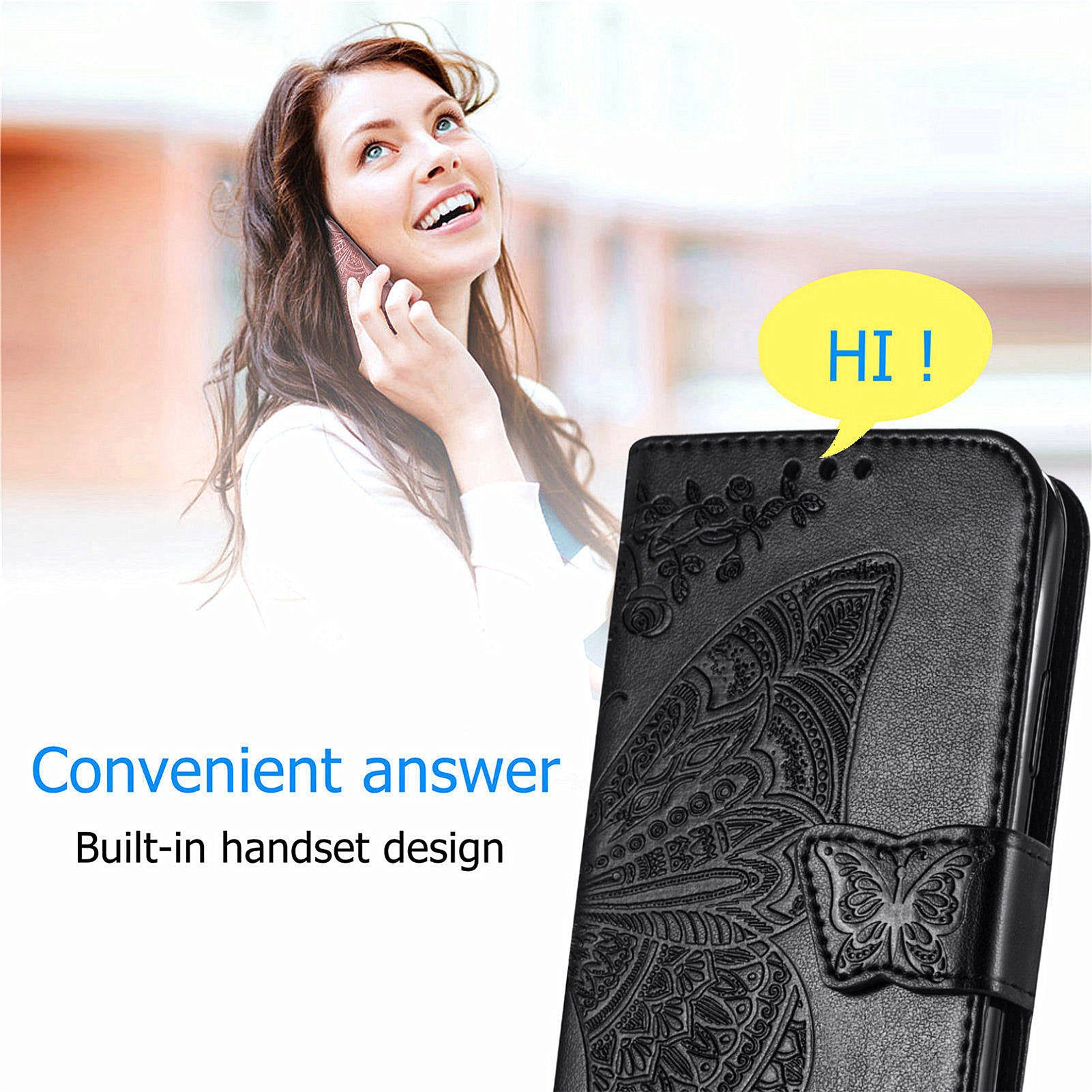 For OnePlus 12 5G Case PU Leather Butterfly Pattern Magnetic Flip Phone Cover - Black