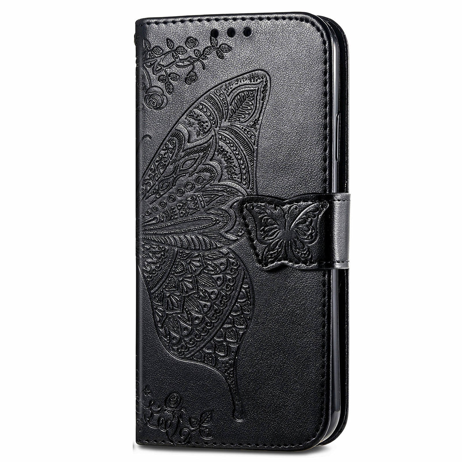 For OnePlus 12 5G Case PU Leather Butterfly Pattern Magnetic Flip Phone Cover - Black