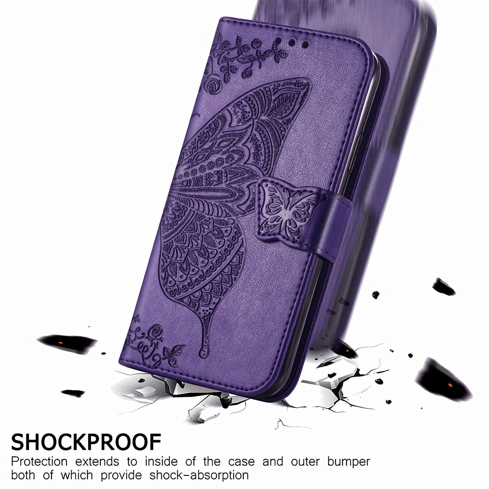 For OnePlus 12 5G Case PU Leather Butterfly Pattern Magnetic Flip Phone Cover - Dark Purple