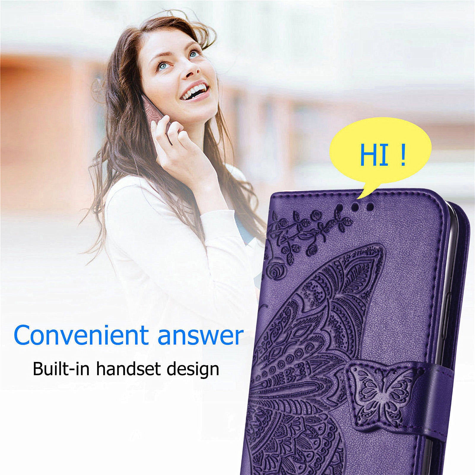 For OnePlus 12 5G Case PU Leather Butterfly Pattern Magnetic Flip Phone Cover - Dark Purple