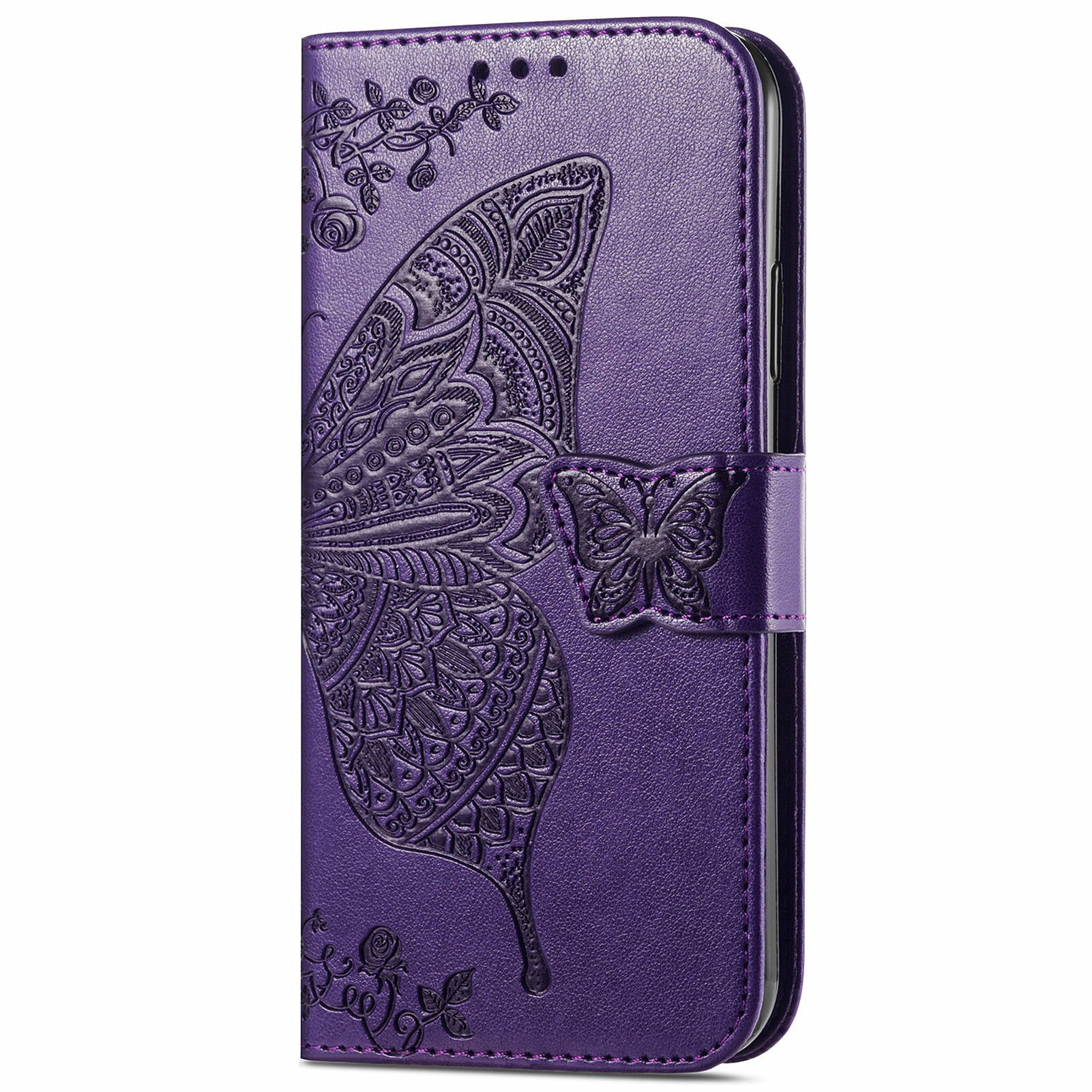 For OnePlus 12 5G Case PU Leather Butterfly Pattern Magnetic Flip Phone Cover - Dark Purple