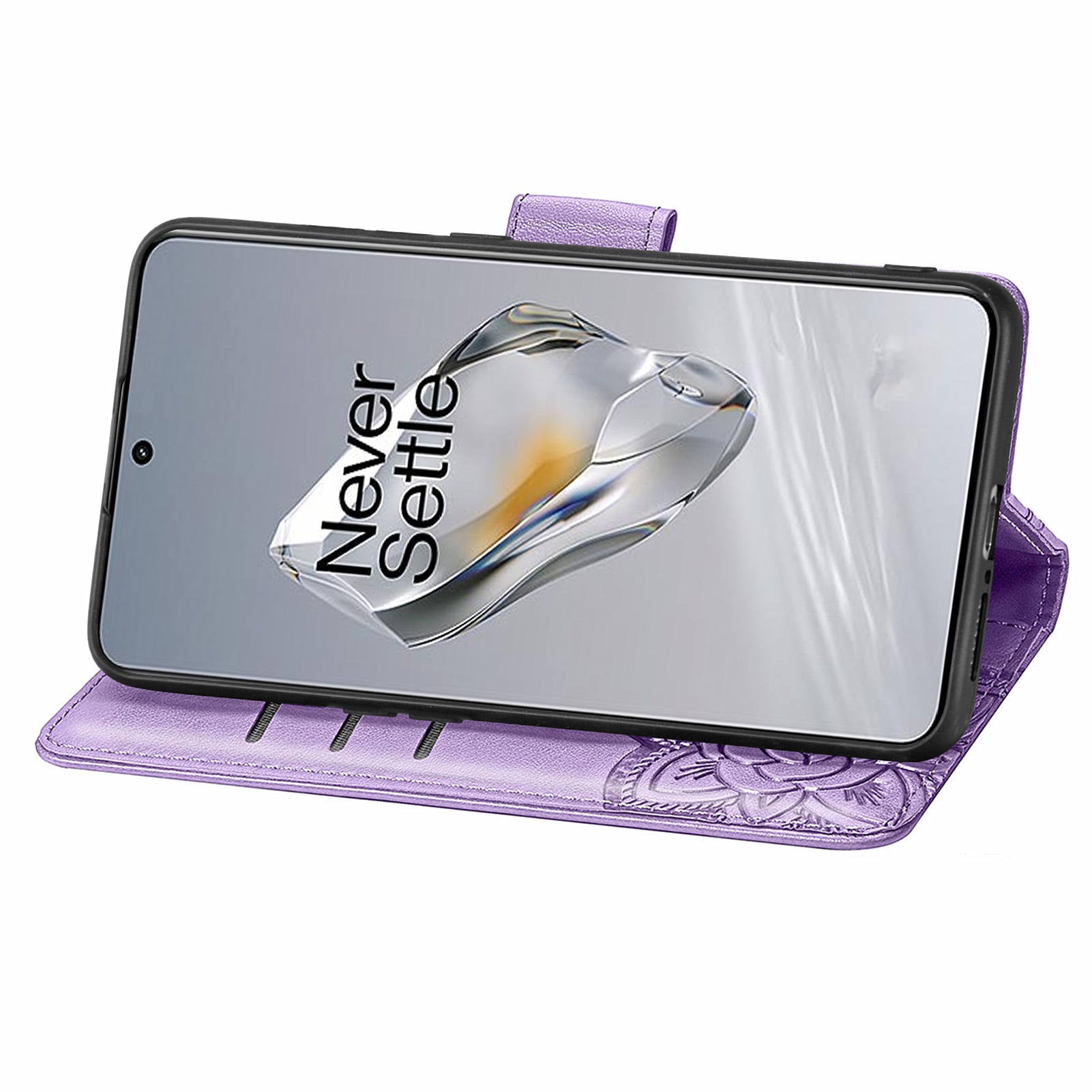 For OnePlus 12 5G Case PU Leather Butterfly Pattern Magnetic Flip Phone Cover - Light Purple