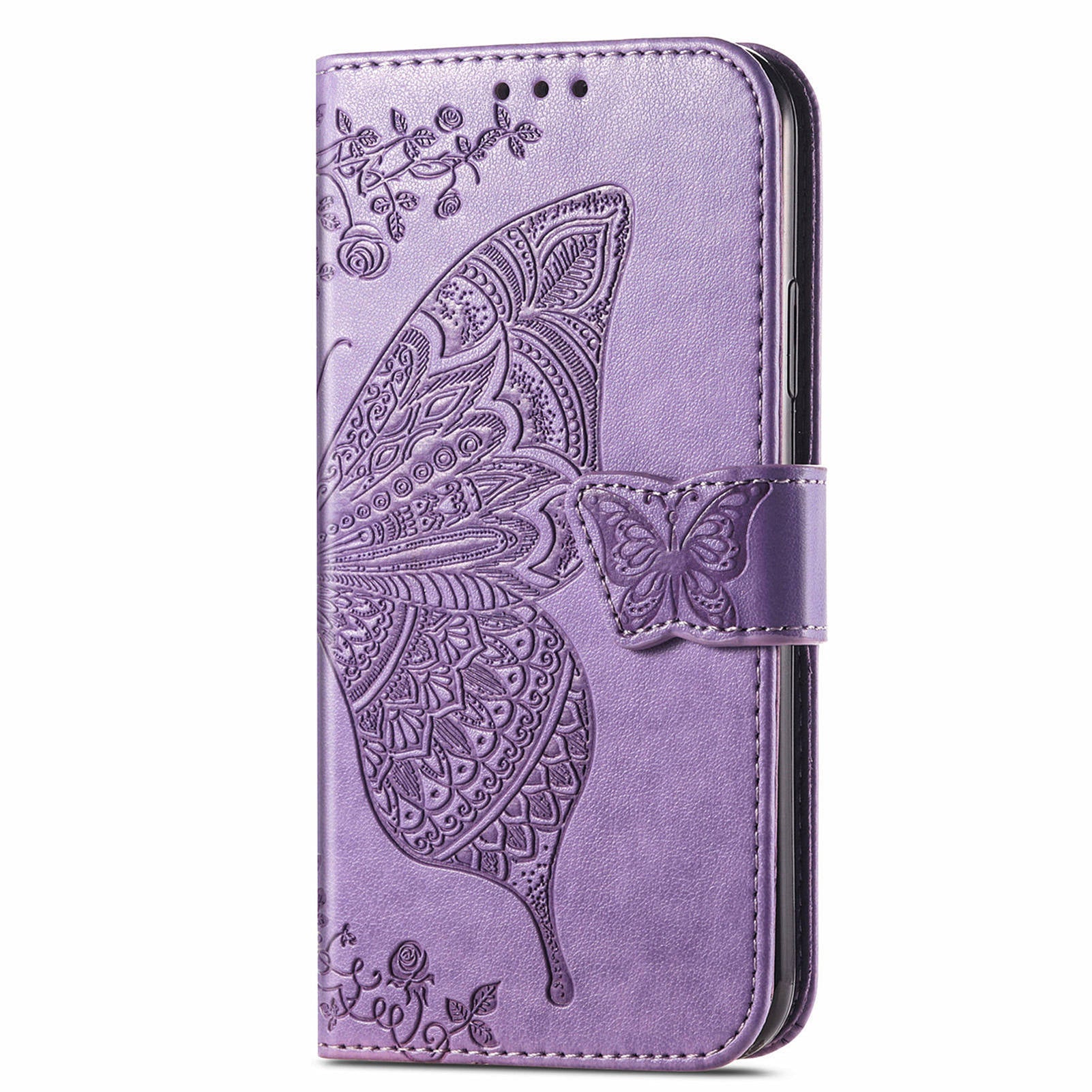 For OnePlus 12 5G Case PU Leather Butterfly Pattern Magnetic Flip Phone Cover - Light Purple