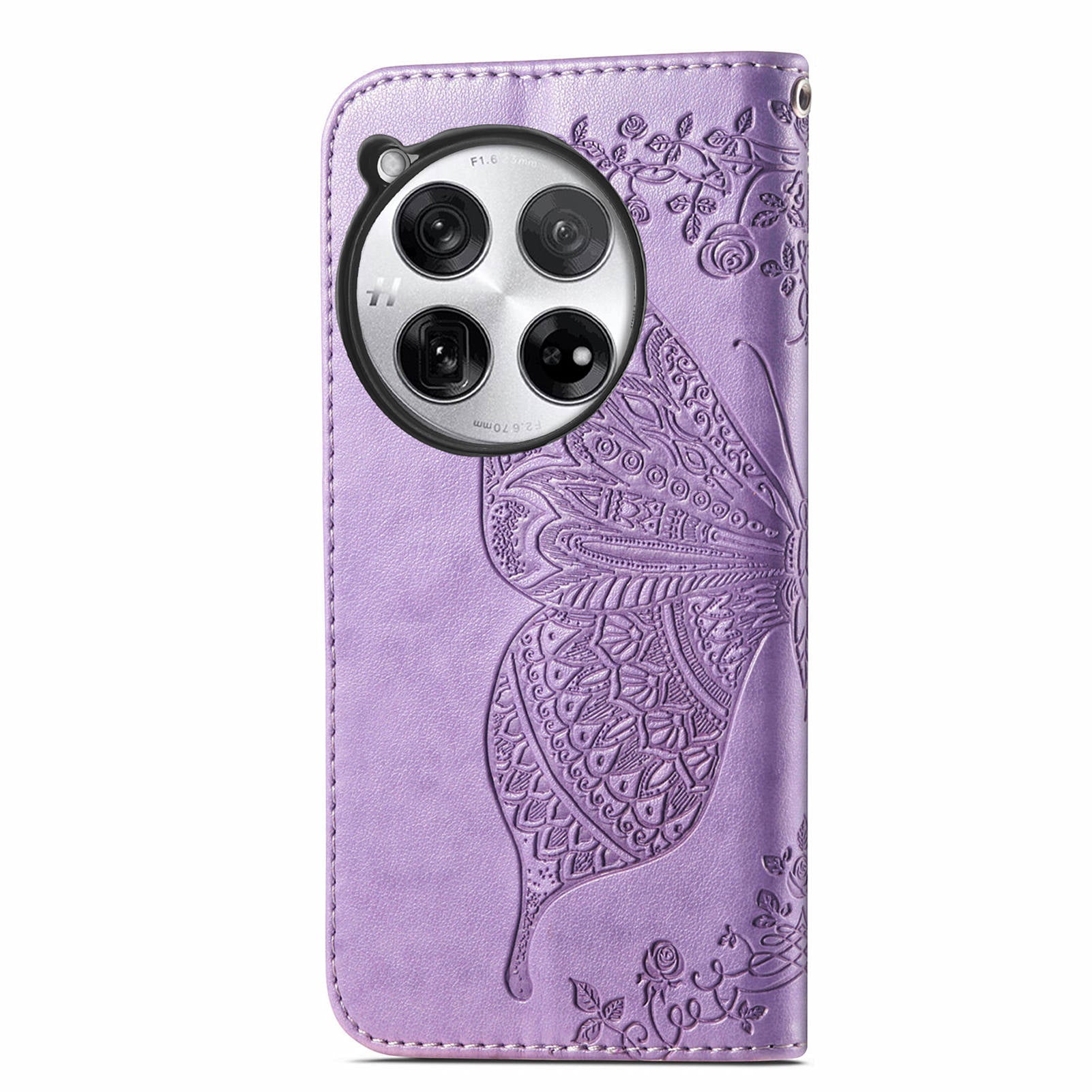 For OnePlus 12 5G Case PU Leather Butterfly Pattern Magnetic Flip Phone Cover - Light Purple