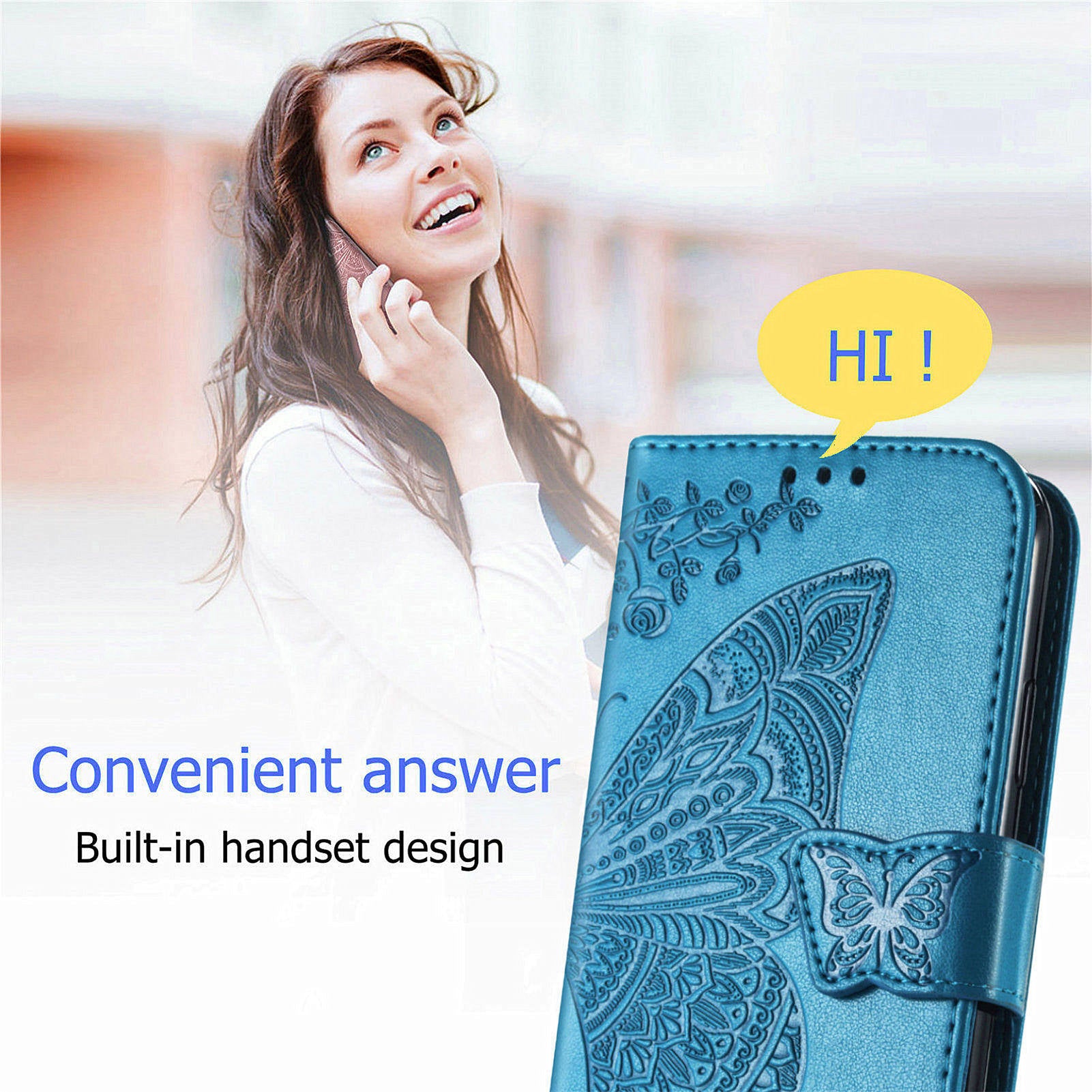 For OnePlus 12 5G Case PU Leather Butterfly Pattern Magnetic Flip Phone Cover - Blue