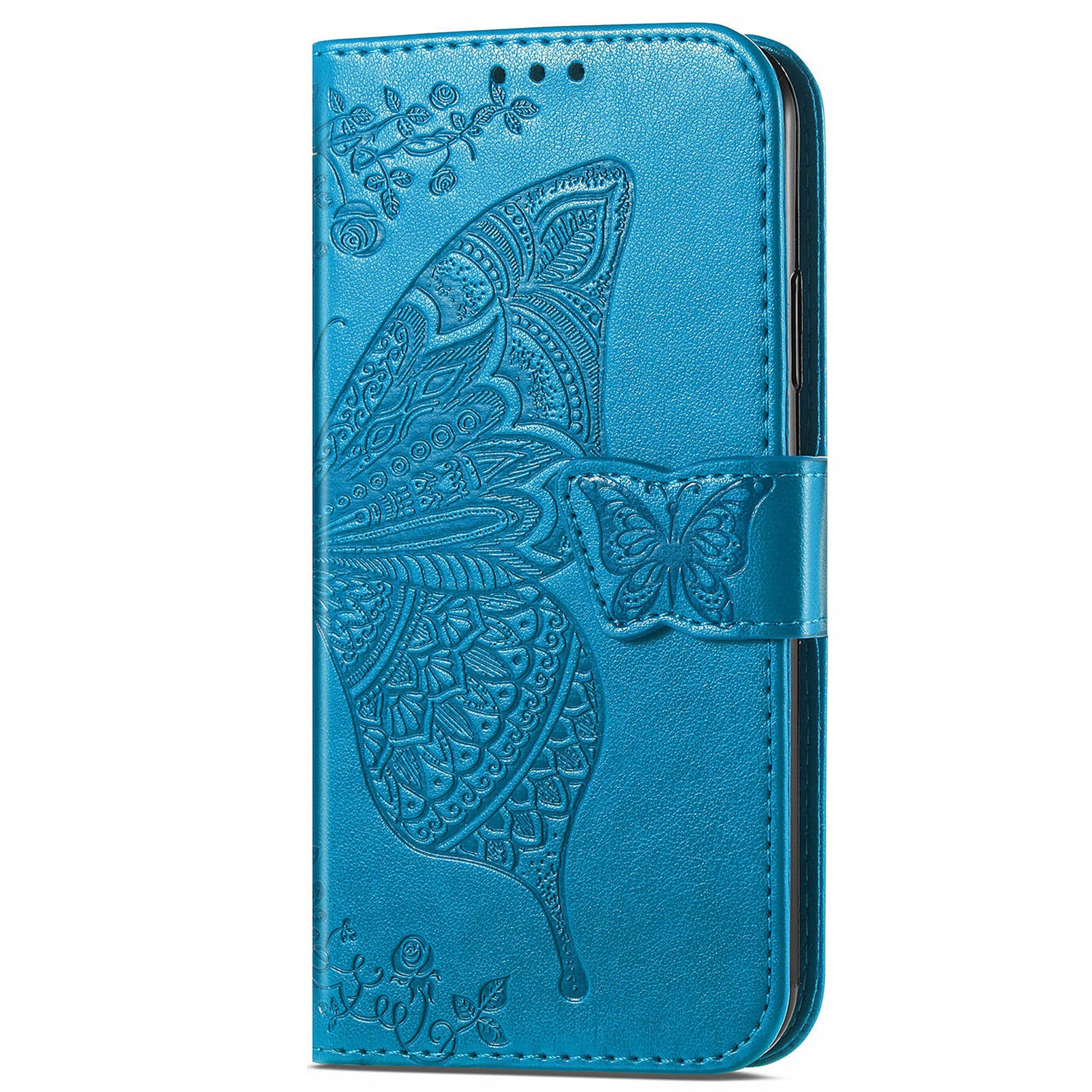 For OnePlus 12 5G Case PU Leather Butterfly Pattern Magnetic Flip Phone Cover - Blue