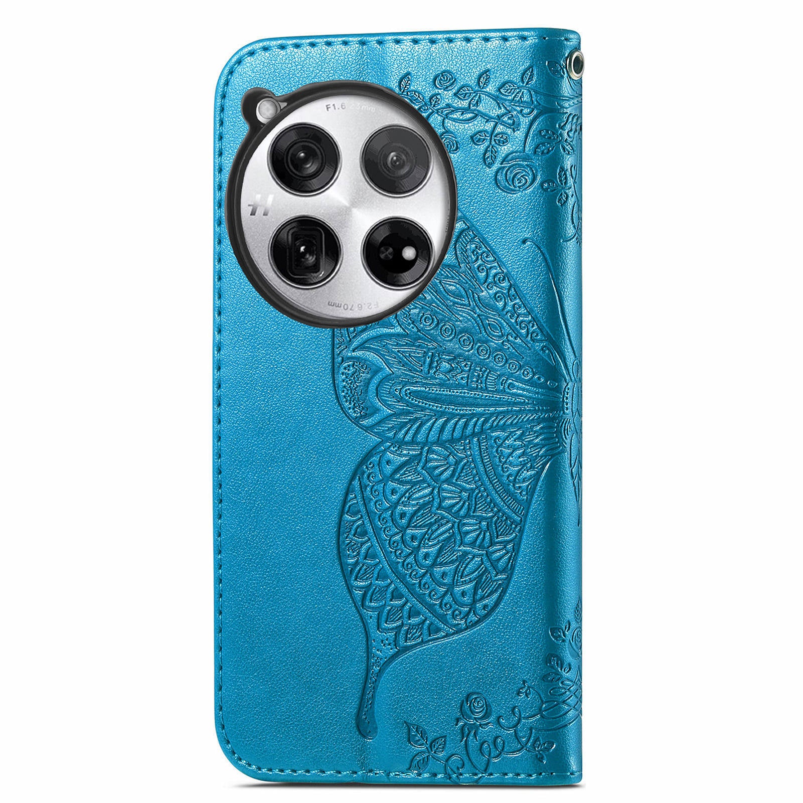 For OnePlus 12 5G Case PU Leather Butterfly Pattern Magnetic Flip Phone Cover - Blue