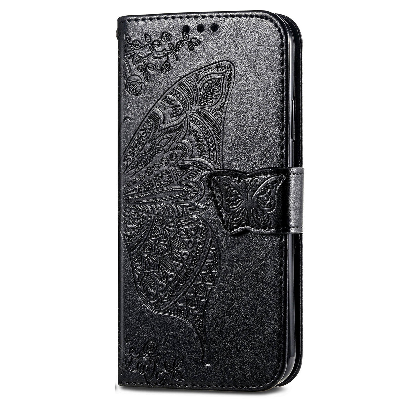 For OnePlus Nord N30 SE 5G Case PU Leather Butterfly Imprinted Stand Card Holders Phone Cover - Black