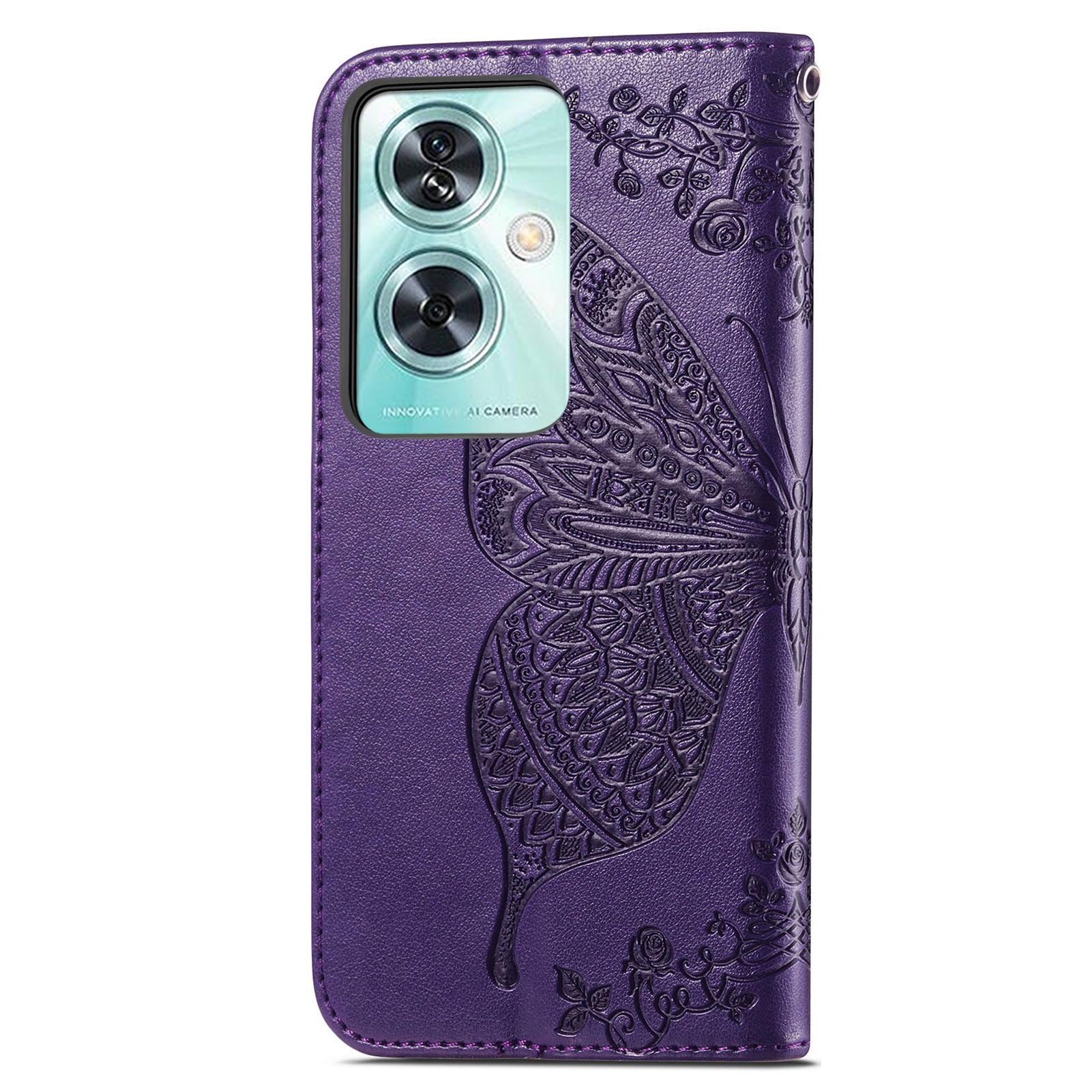 For OnePlus Nord N30 SE 5G Case PU Leather Butterfly Imprinted Stand Card Holders Phone Cover - Dark Purple