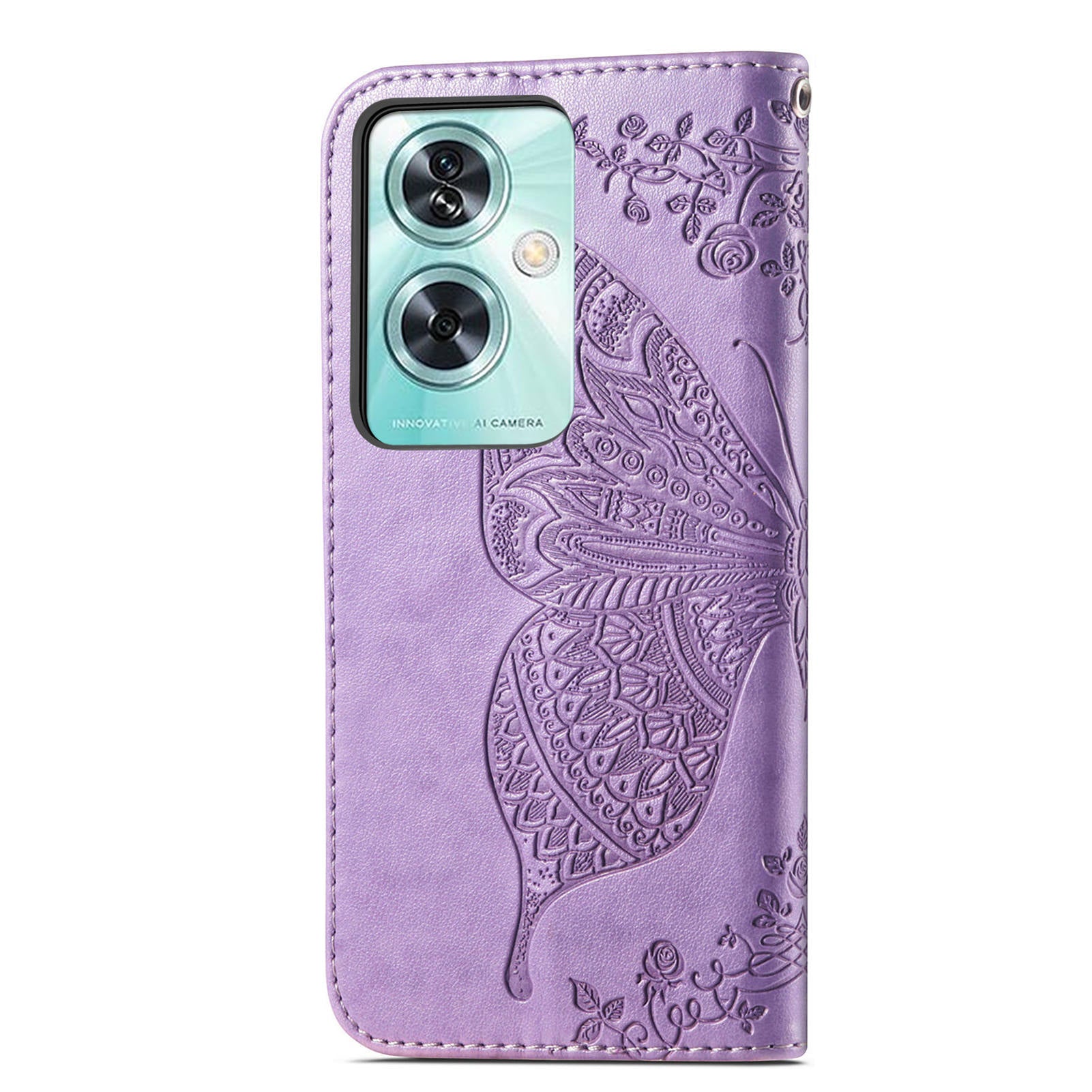 For OnePlus Nord N30 SE 5G Case PU Leather Butterfly Imprinted Stand Card Holders Phone Cover - Light Purple