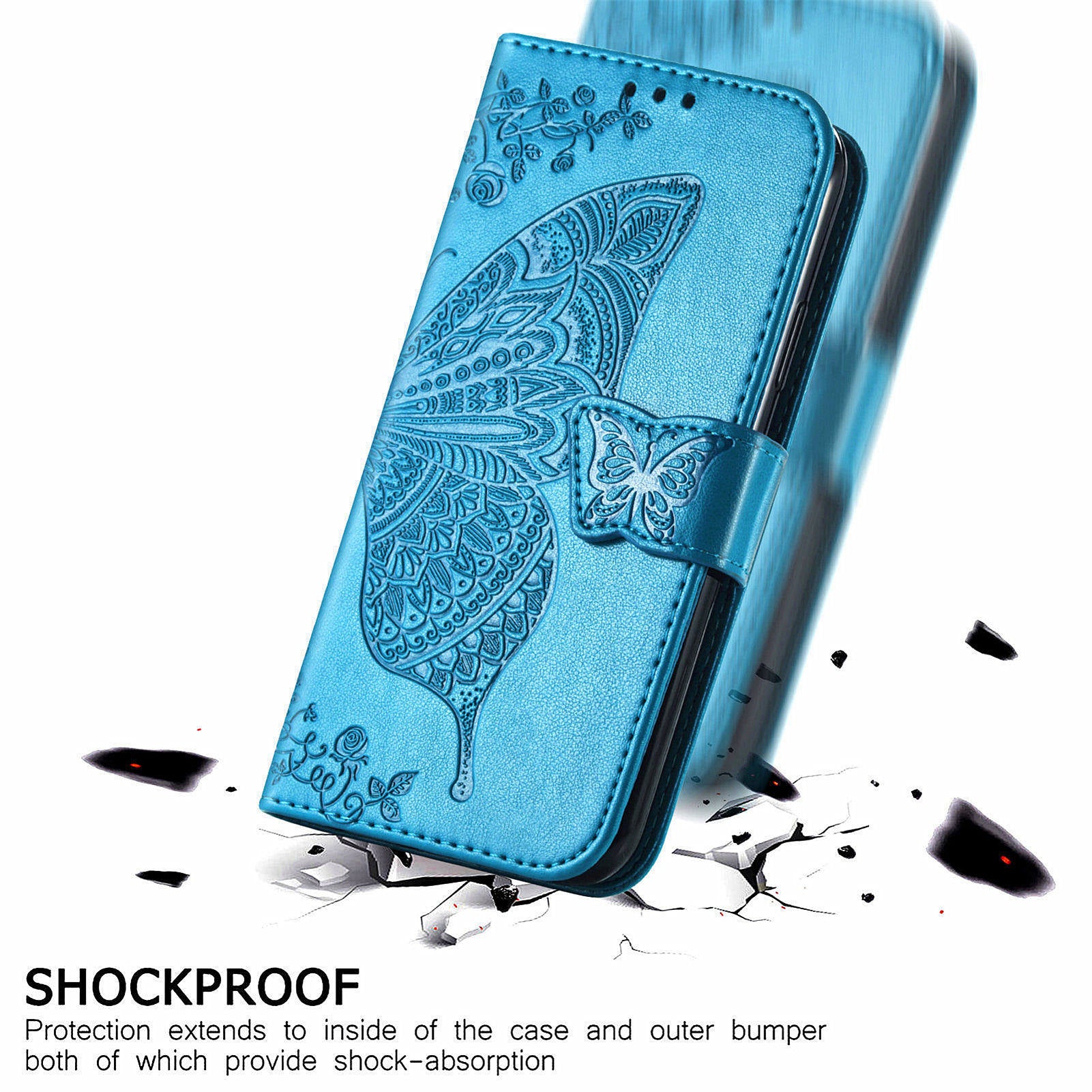 For OnePlus Nord N30 SE 5G Case PU Leather Butterfly Imprinted Stand Card Holders Phone Cover - Blue