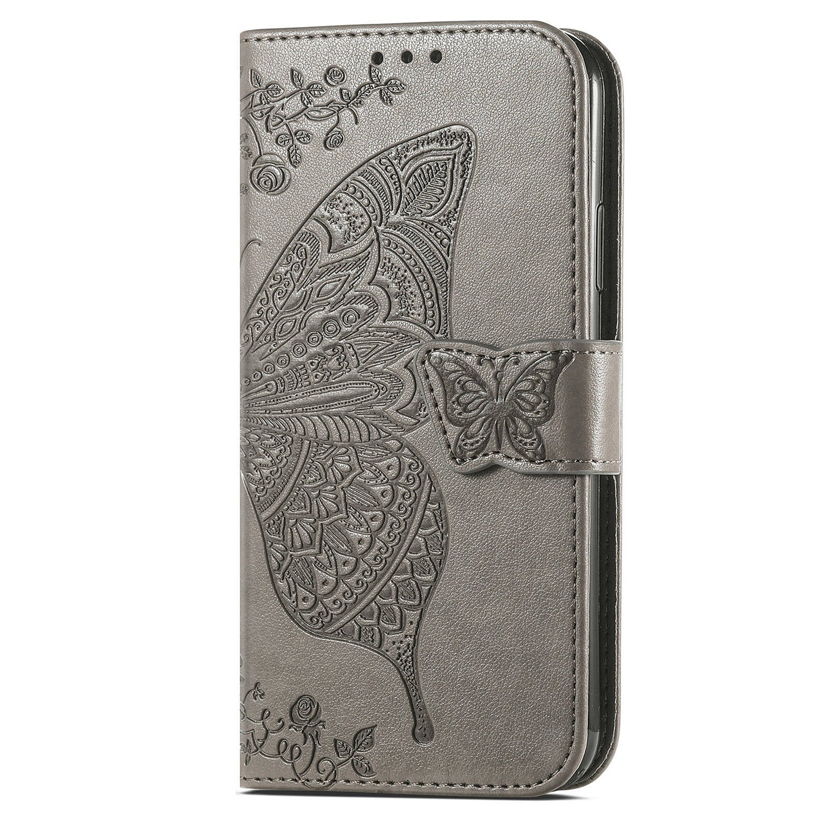 For OnePlus Nord N30 SE 5G Case PU Leather Butterfly Imprinted Stand Card Holders Phone Cover - Grey